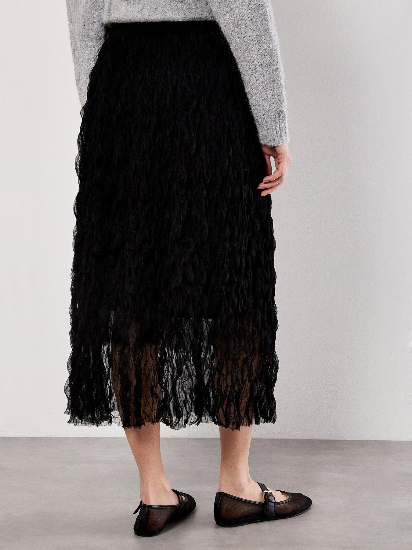 apricot-wavy-tulle-midi-skirt-blackstillFront