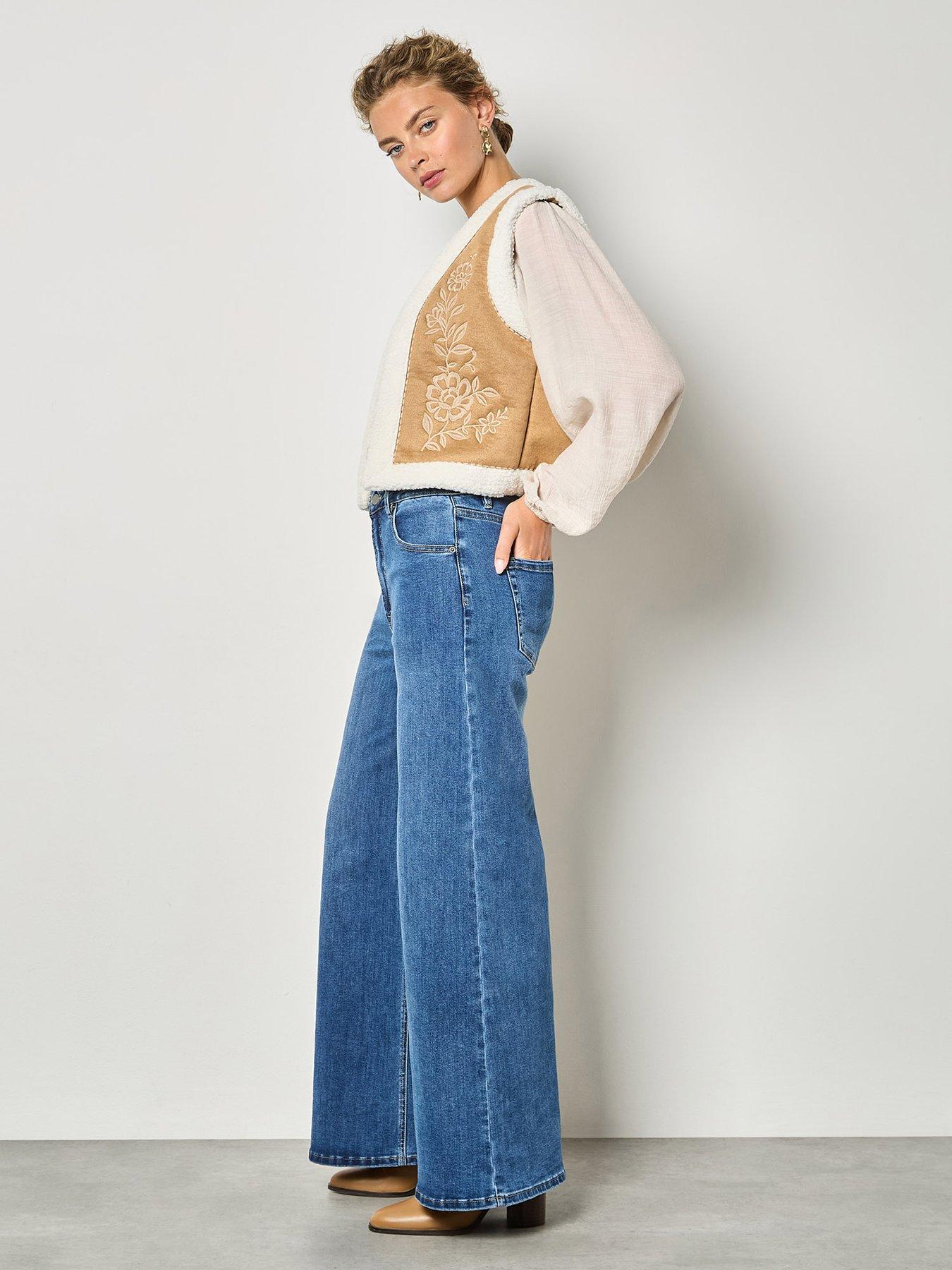 Apricot Floral Suede Embroidered Teddy Gilet - Brown