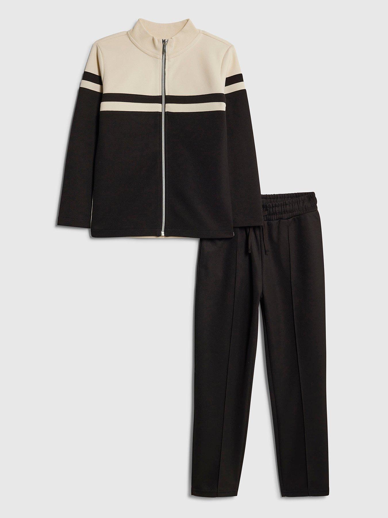 River Island Older Boys Colour Block Funnel Sweatshirt Set - Black