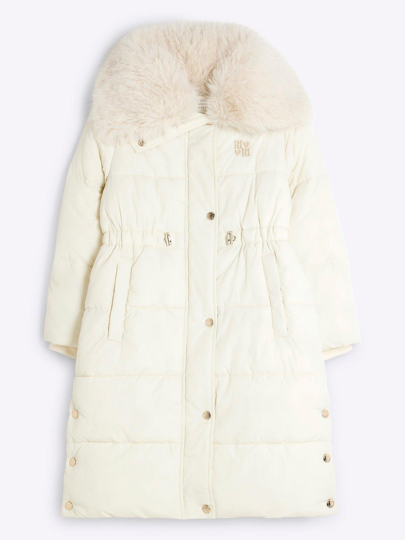 River Island Older Girls Longline Padded Jacket - Cream
