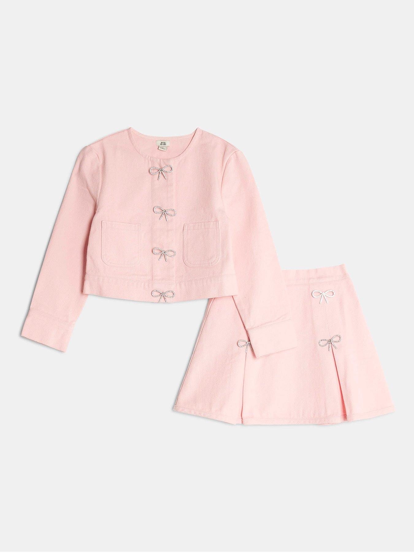 river-island-older-girls-denim-diamante-bow-skirt-set-pink