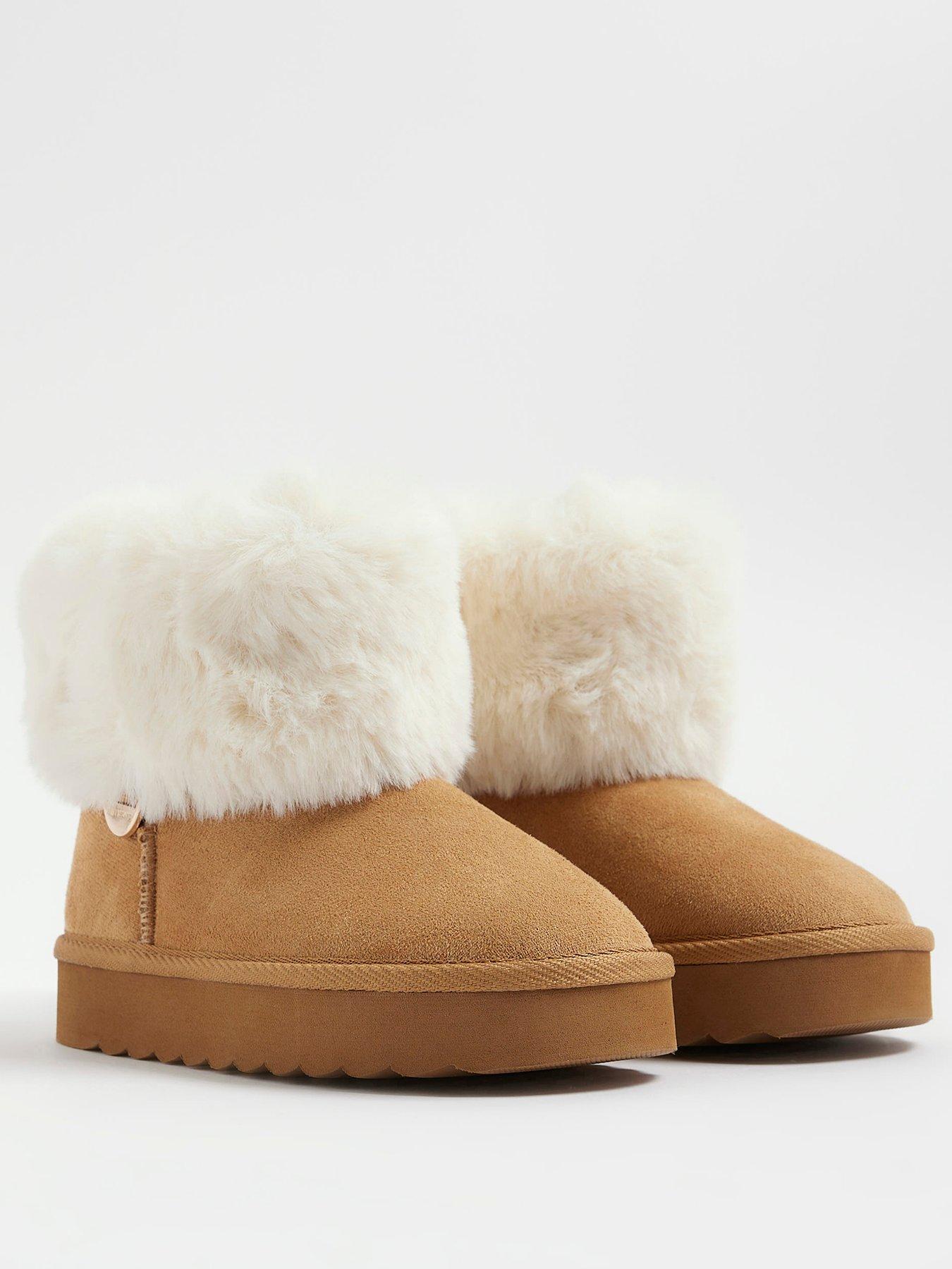 river-island-older-girls-fur-lined-cuff-boot-brownstillFront