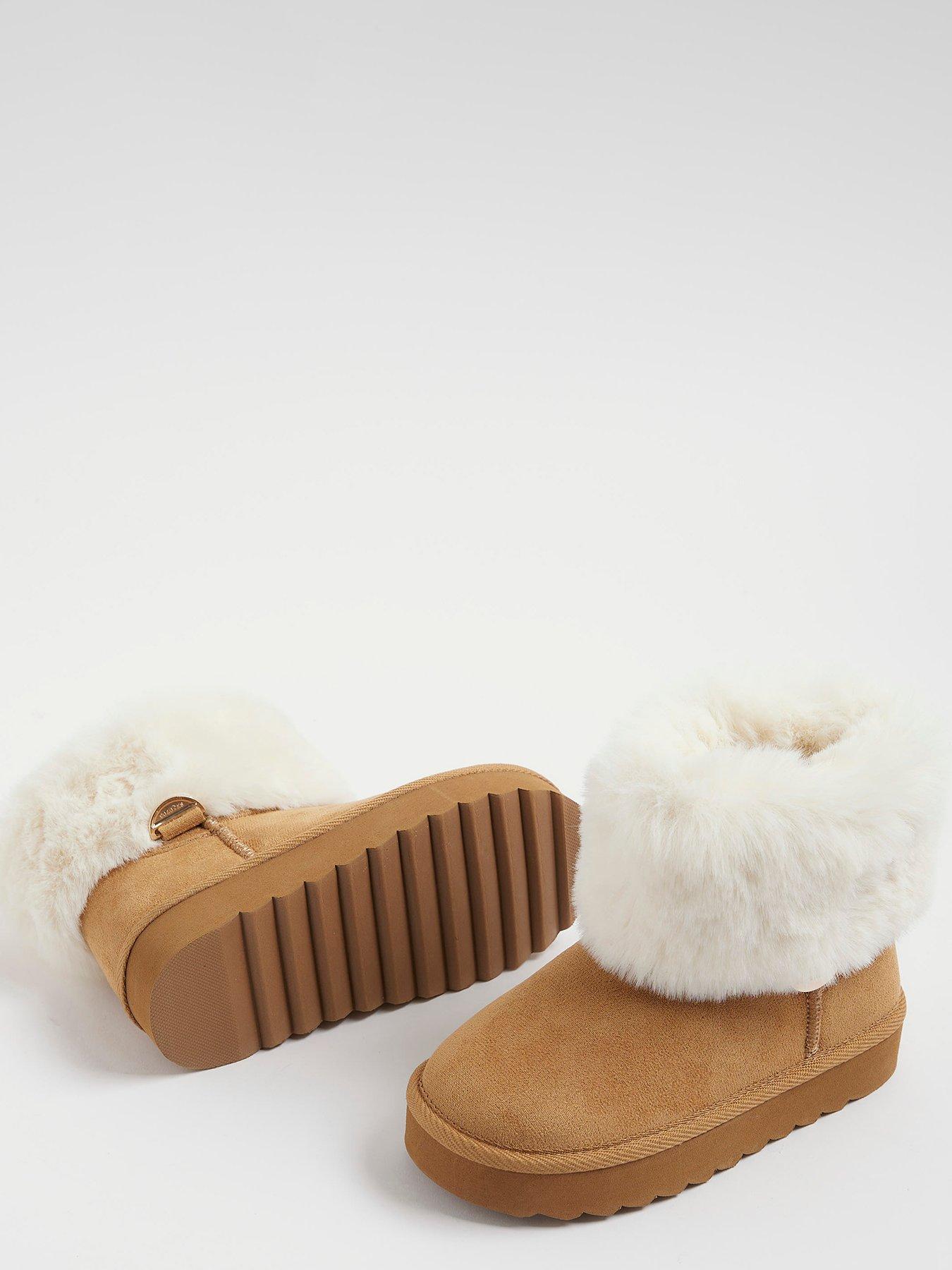 river-island-older-girls-fur-lined-cuff-boot-brownoutfit