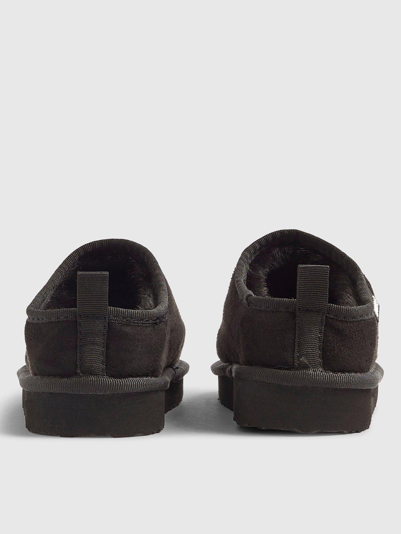 Image 3 of 5 of River Island Older Boys Faux Suede Slippers - Black