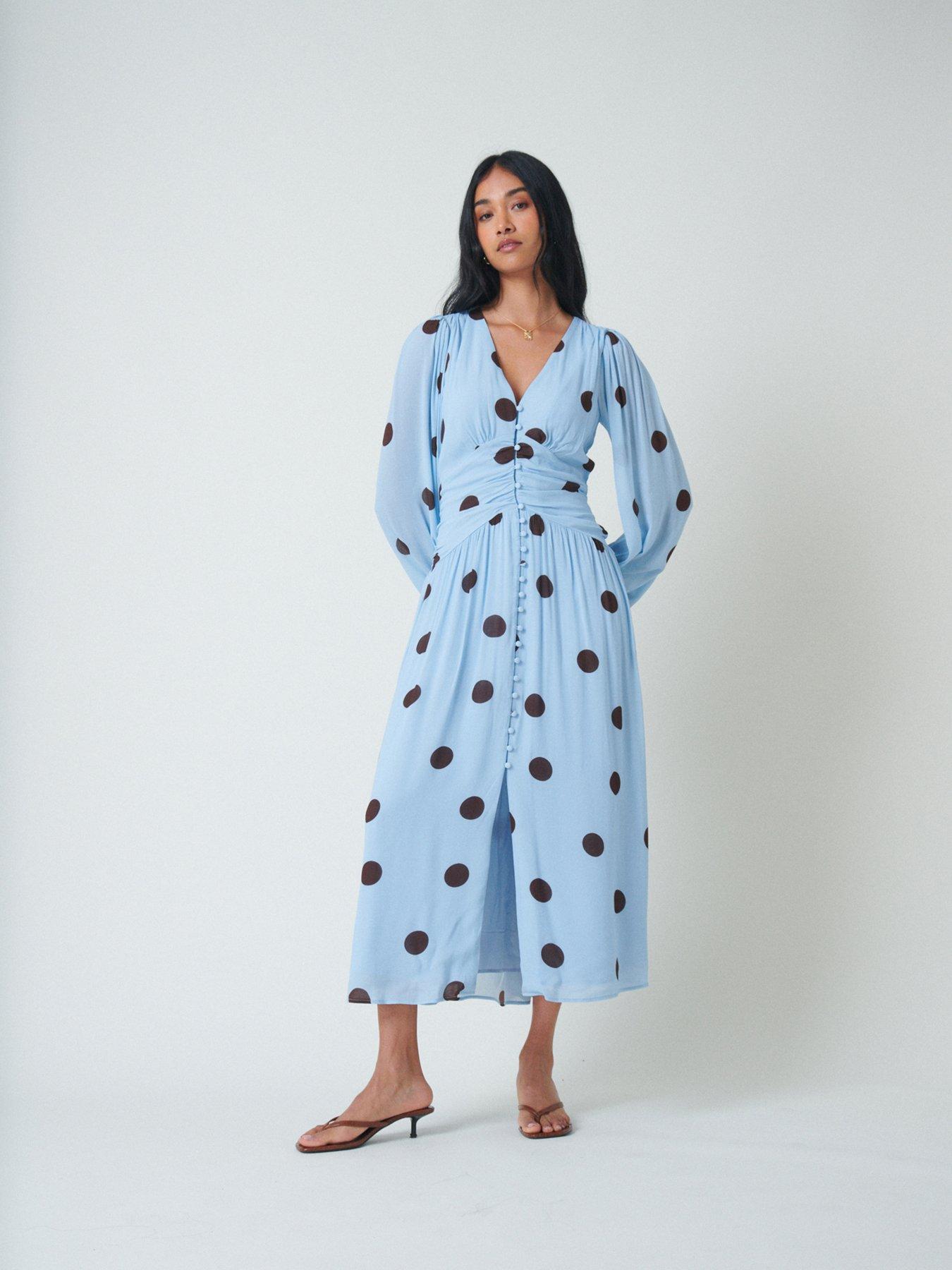 nobodys-child-luna-ruched-waist-midi-dress-blue