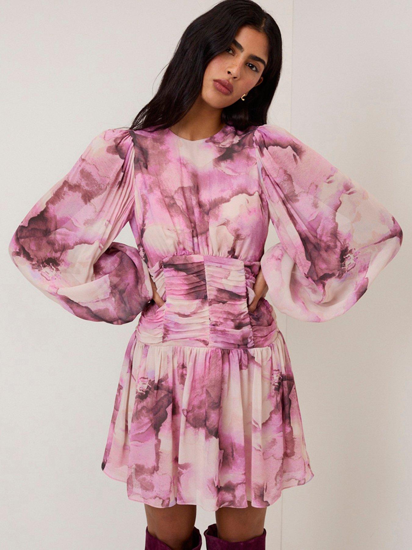 nobodys-child-reese-watercolour-floral-mini-dress-pinkfront