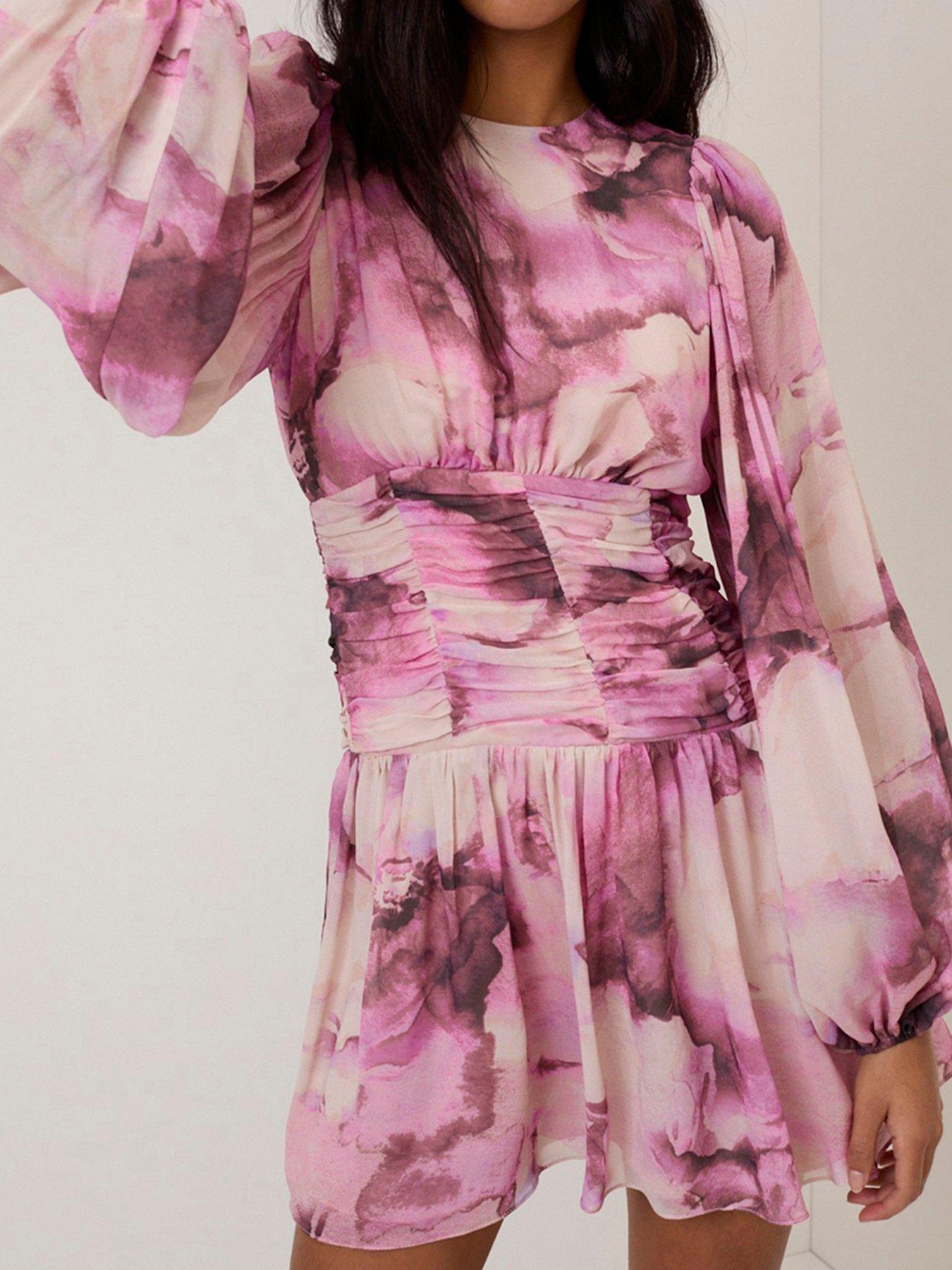 nobodys-child-reese-watercolour-floral-mini-dress-pinkoutfit