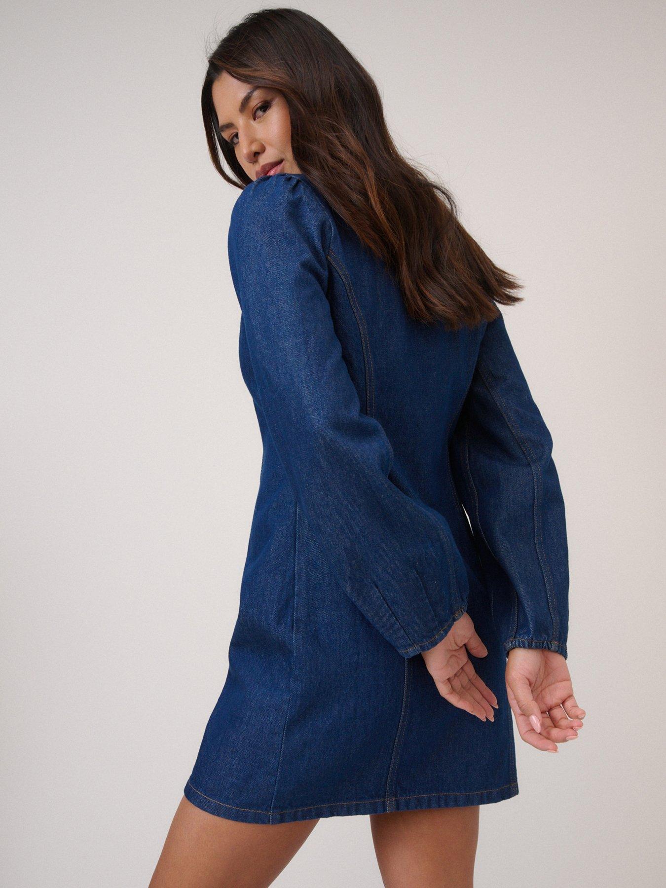 Image 2 of 5 of Nobodys Child Denim Shift Mini Dress - Blue
