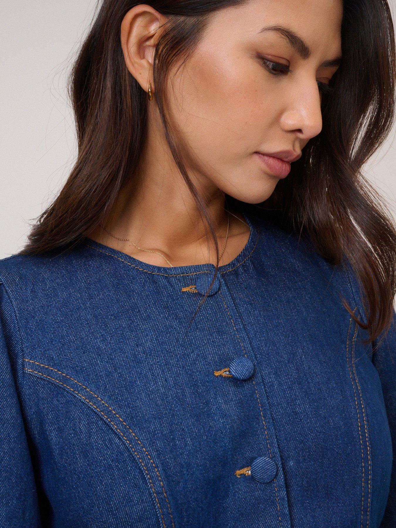 Image 4 of 5 of Nobodys Child Denim Shift Mini Dress - Blue