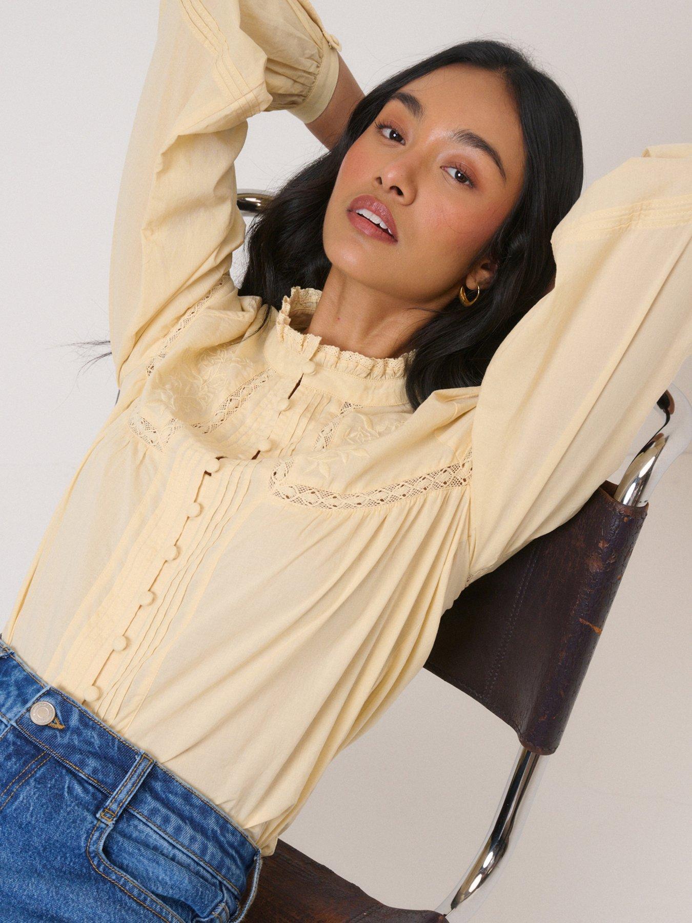 nobodys-child-floral-embroidered-high-neck-blouse-yellow