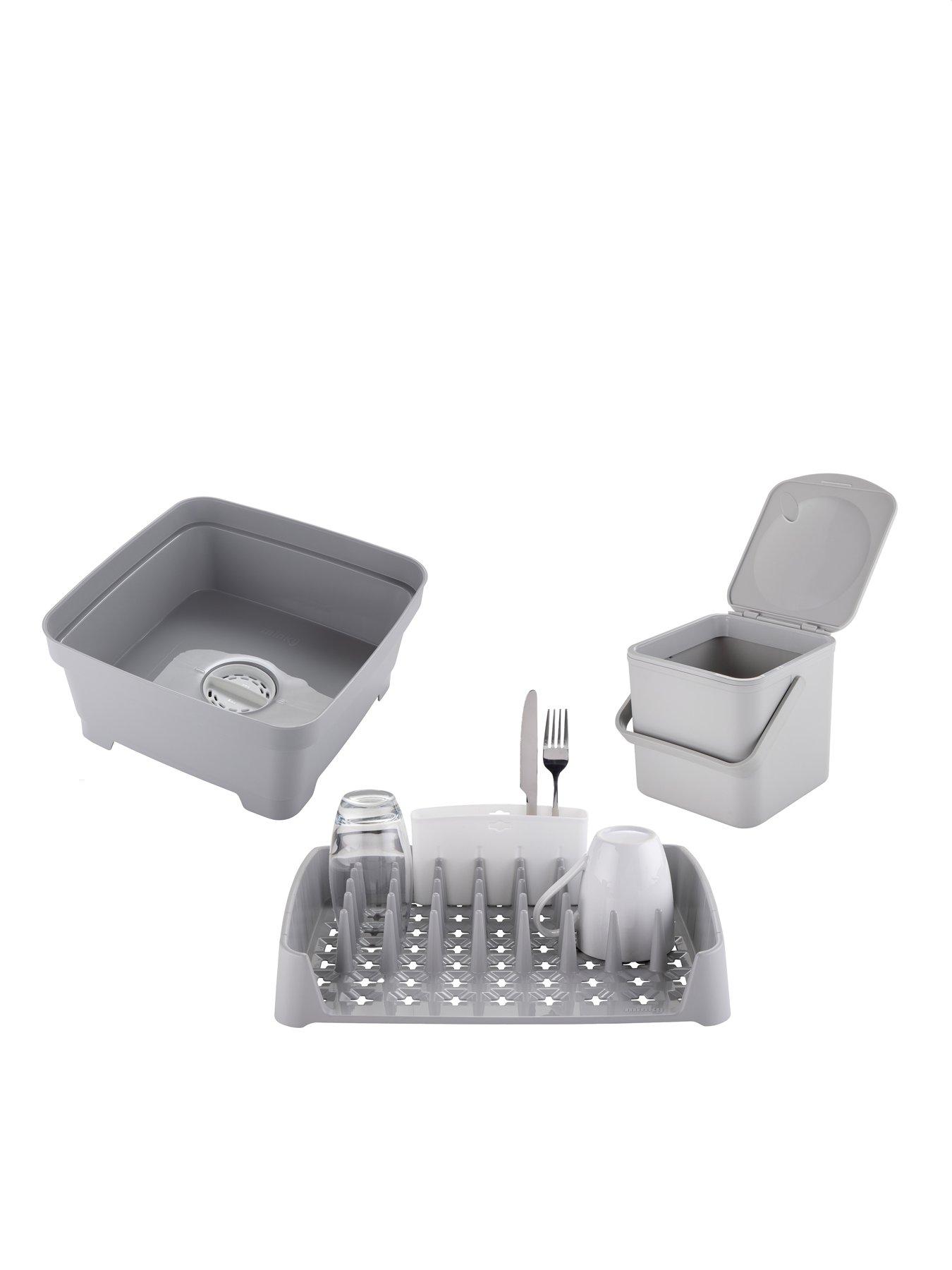 Minky Kitchen Bundle With Washing Up Bowl With Plug, Dish Rack And 3.5l Caddy