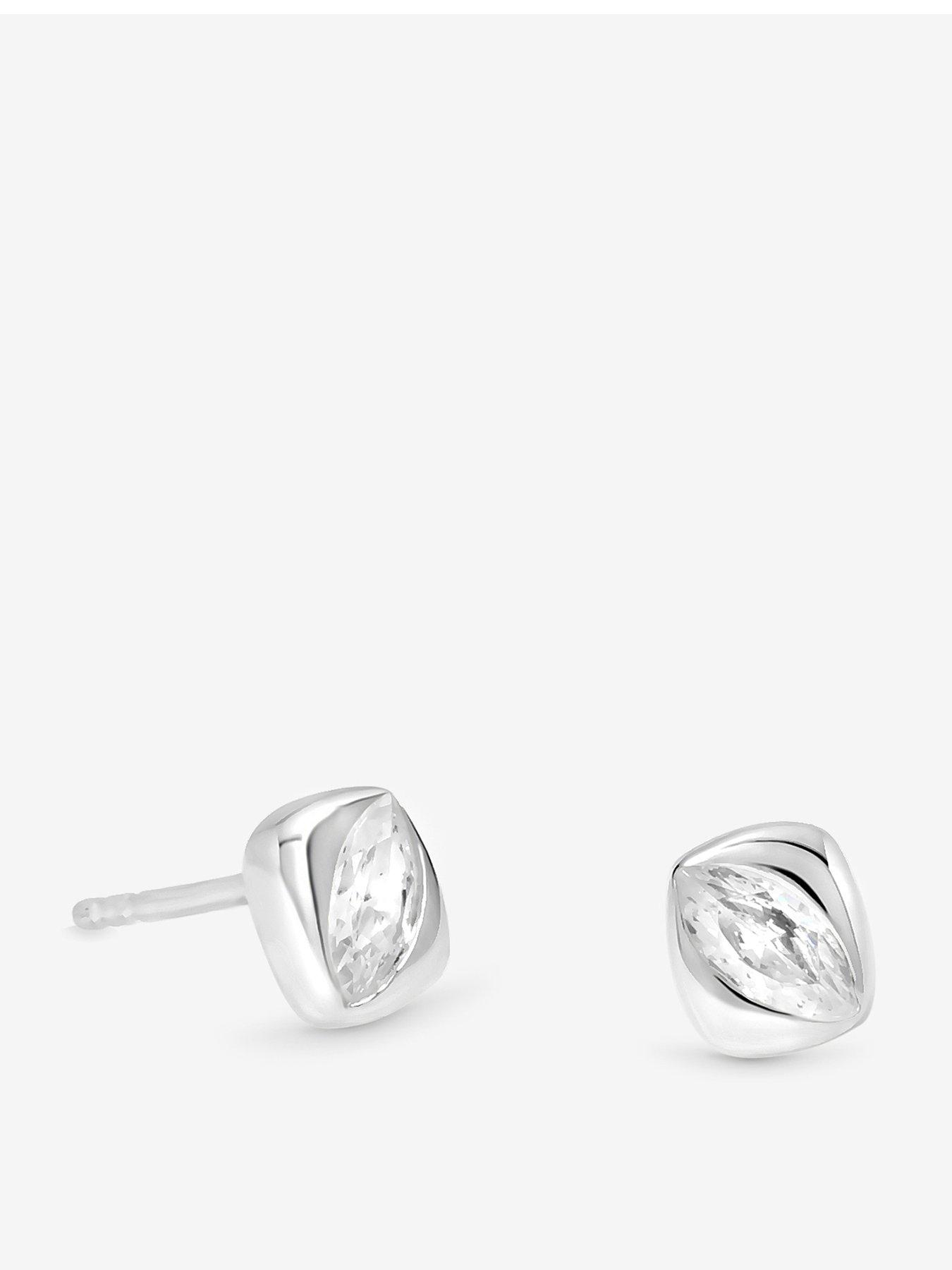 Simply Silver Simply Silver Sterling Silver 925 Polished and Cubic Zirconia Stud Earrings