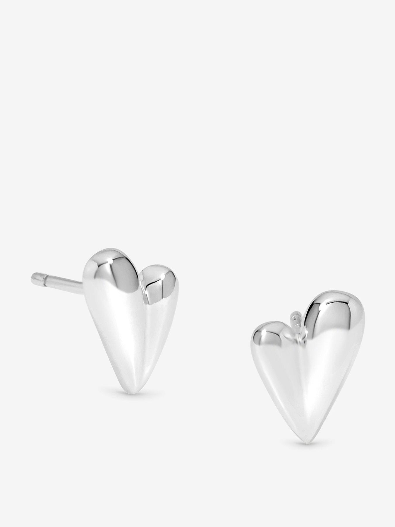 Simply Silver Simply Silver Sterling Silver 925 Polished Nugget Heart Stud Earrings