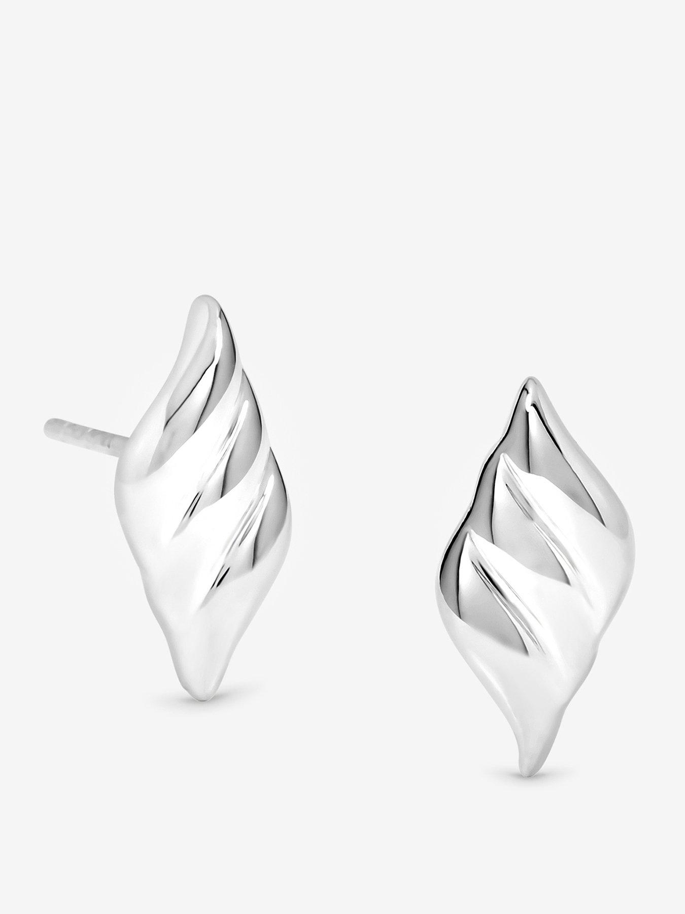 Simply Silver Simply Silver Sterling Silver 925 Polished Triple Wave Stud Earrings