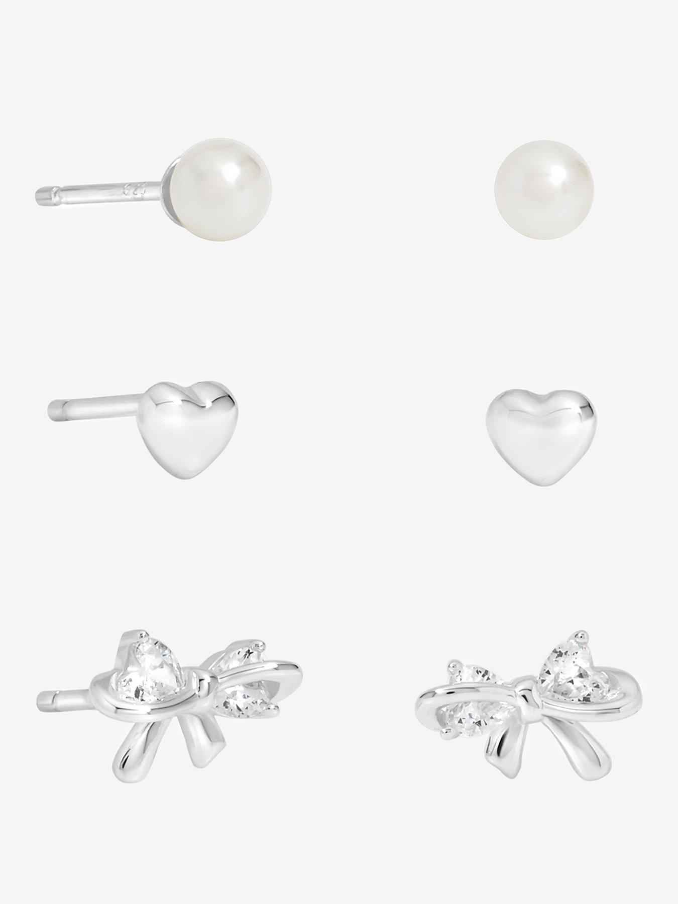 simply-silver-simply-silver-sterling-silver-925-polished-and-pearl-bow-earrings-pack-of-3