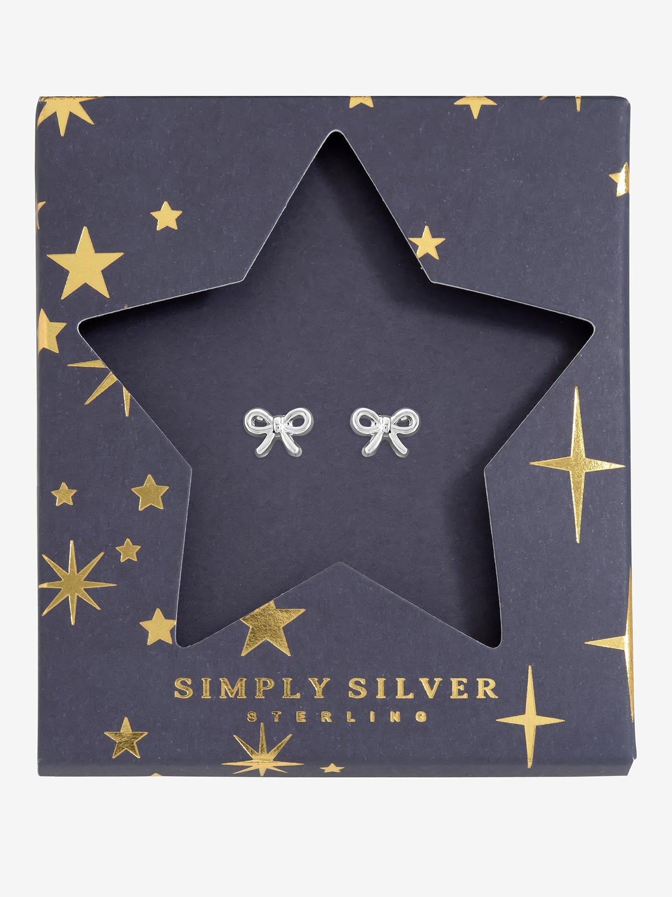 Simply Silver Simply Silver Sterling Silver 925 Polished Bow Earrings - Gift Sleeve