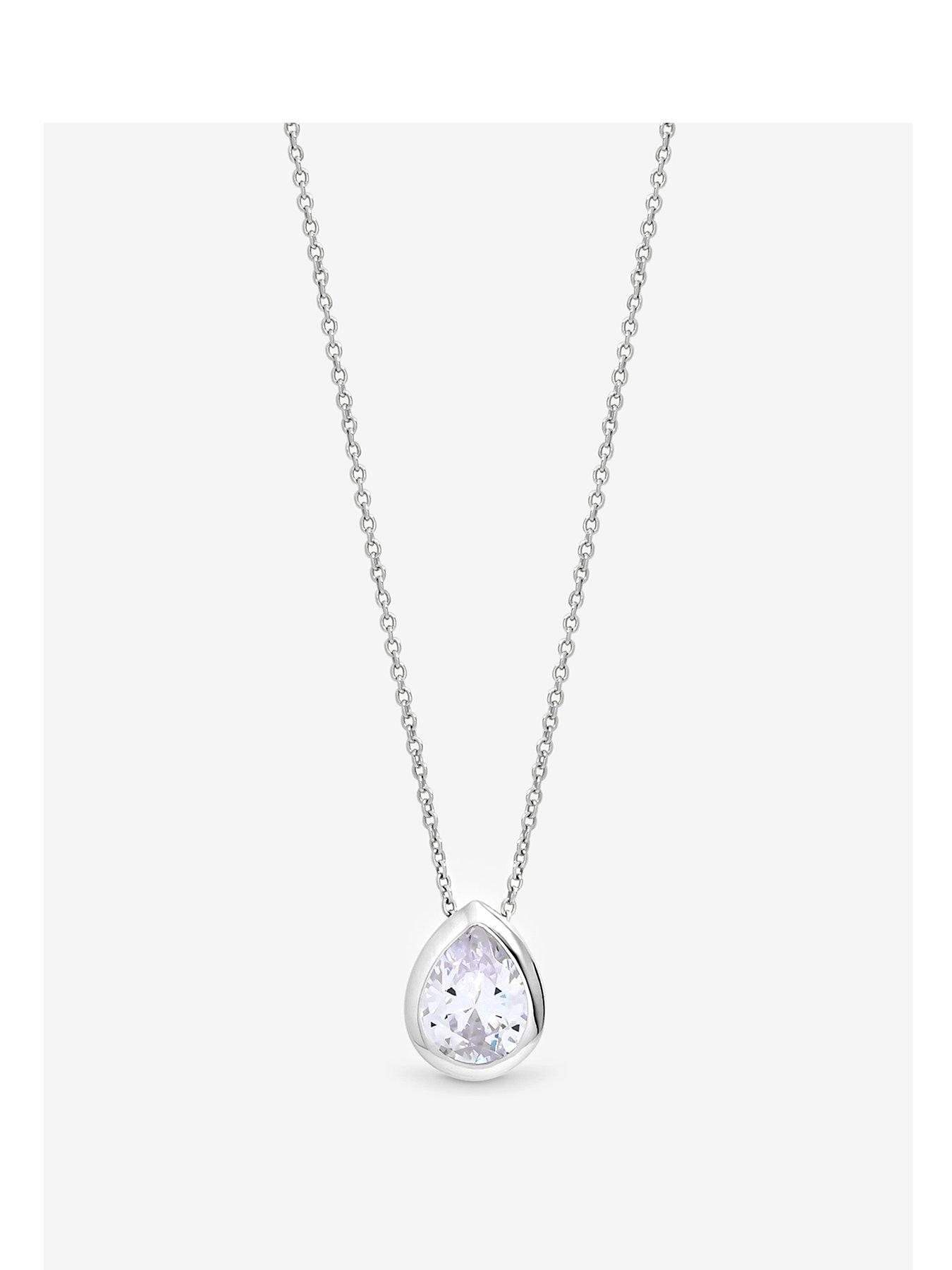 Simply Silver Simply Silver Sterling Silver 925 Cubic Zirconia Pear Pendant