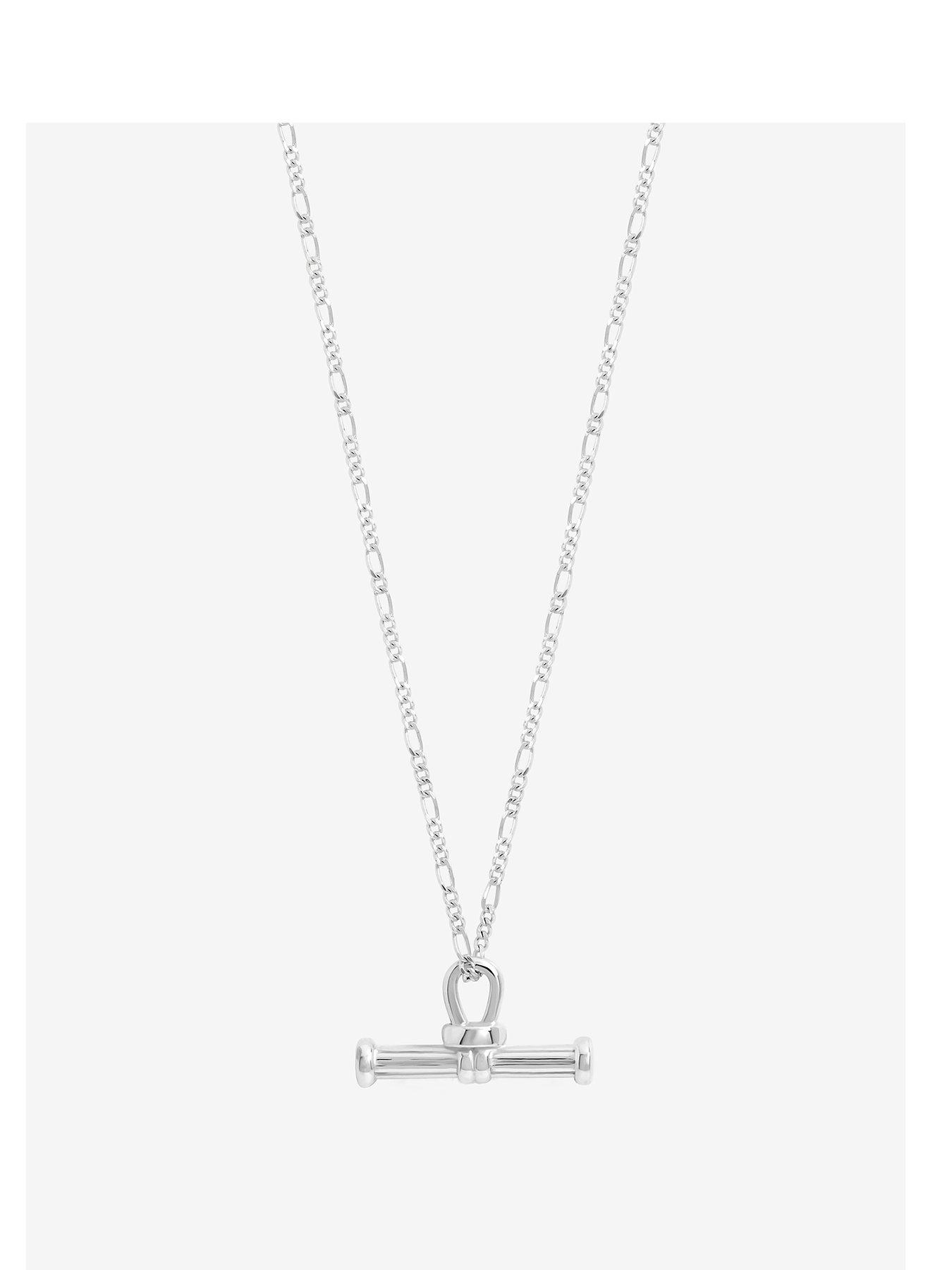 Simply Silver Simply Silver Sterling Silver 925 Polished Textured T Bar Necklace