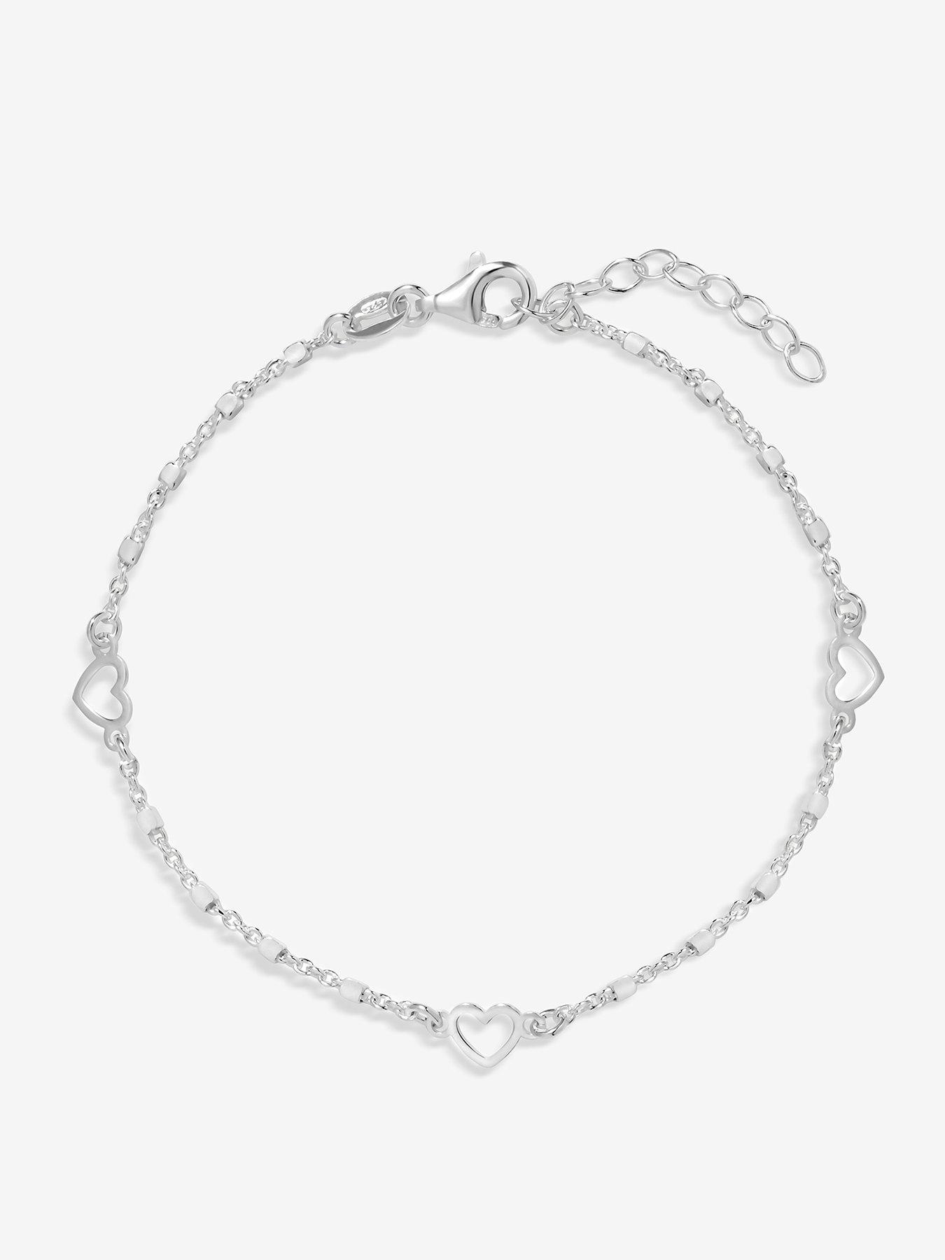 Simply Silver Simply Silver Sterling Silver 925 Polished Heart Station Bracelet