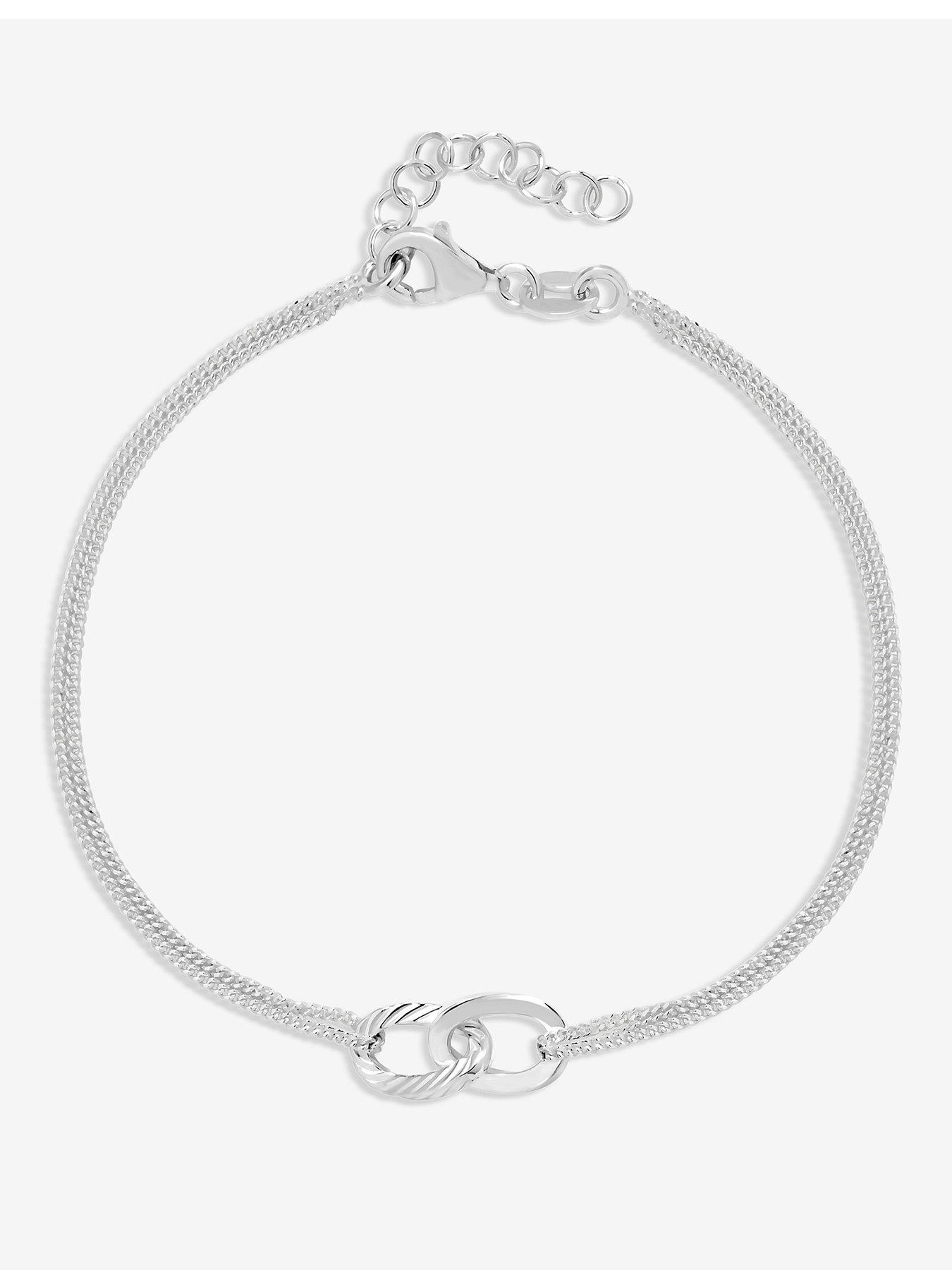 Simply Silver Simply Silver Sterling Silver 925 Diamond Cut Interlink Bracelet