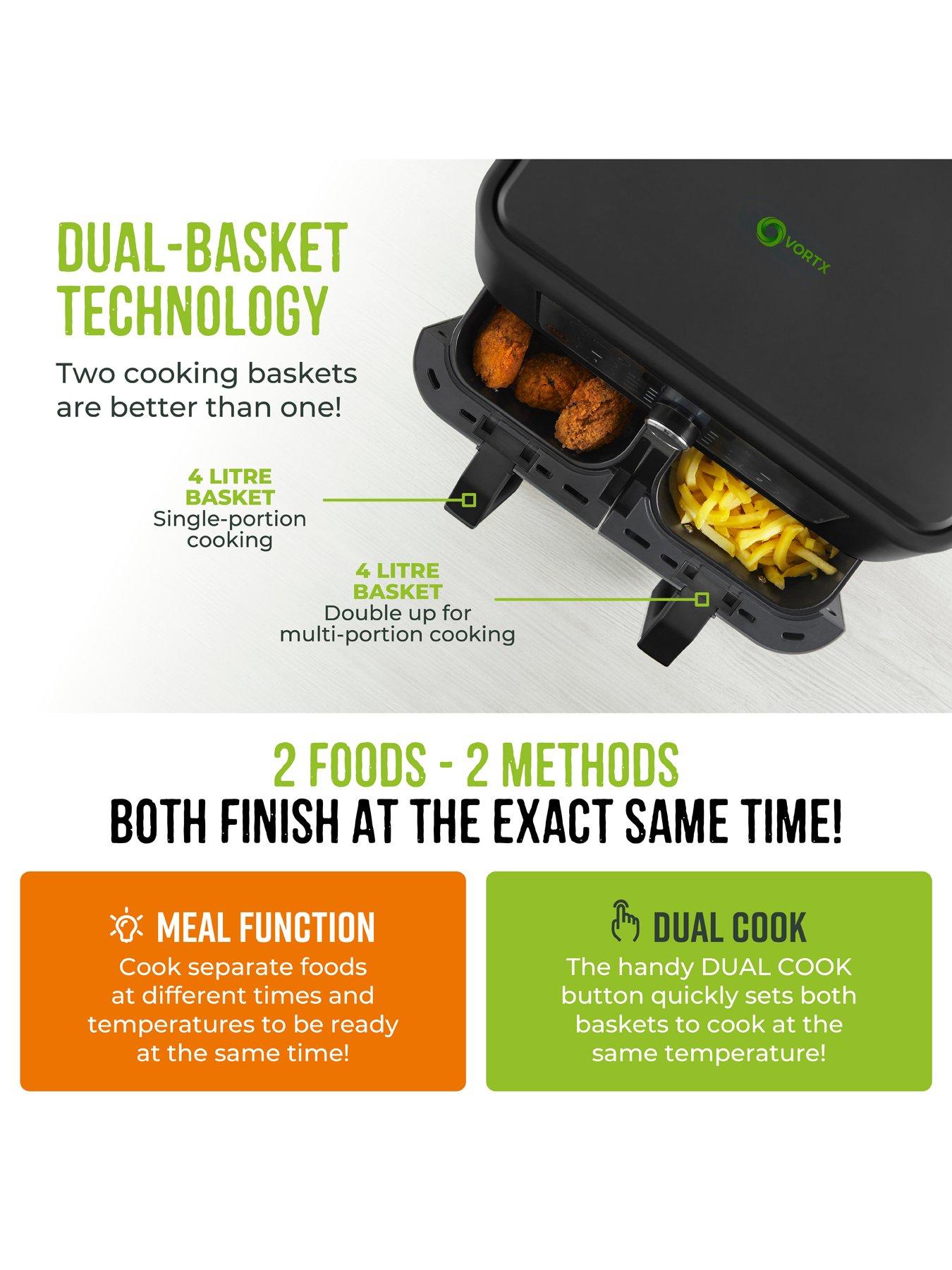 Image 3 of 7 of Tower Vortx 8L Dual Basket Air Fryer, Digital Control Panel, Black