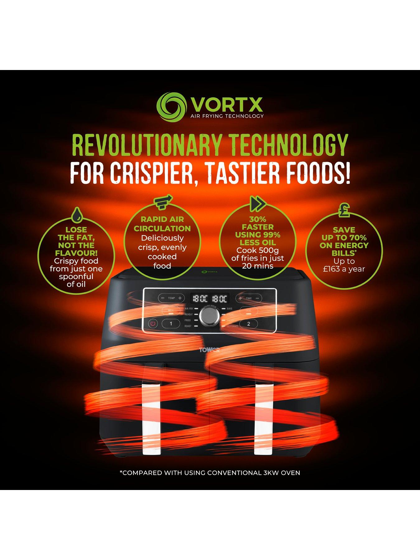 Image 5 of 7 of Tower Vortx 8L Dual Basket Air Fryer, Digital Control Panel, Black