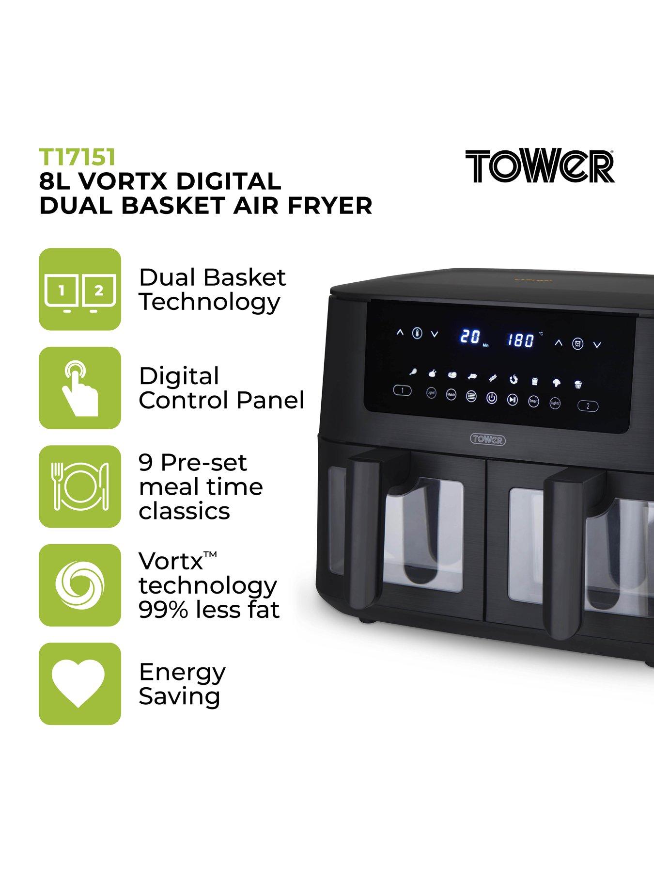 Image 2 of 7 of Tower T17151 Vortx Dual Basket Air Fryer - Black