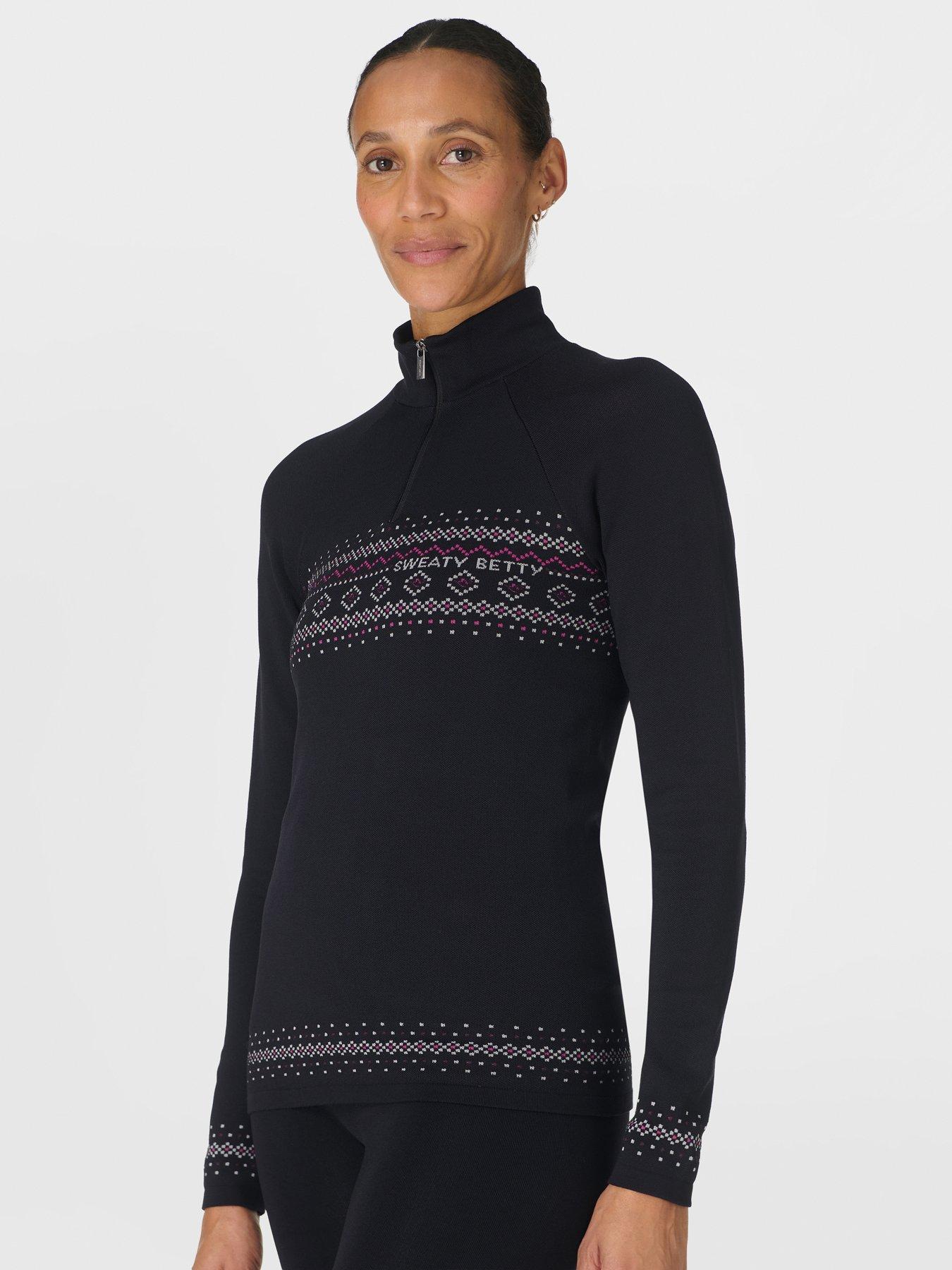 Sweaty Betty Fairisle Novelty Half Zip Base Layer Top - Black
