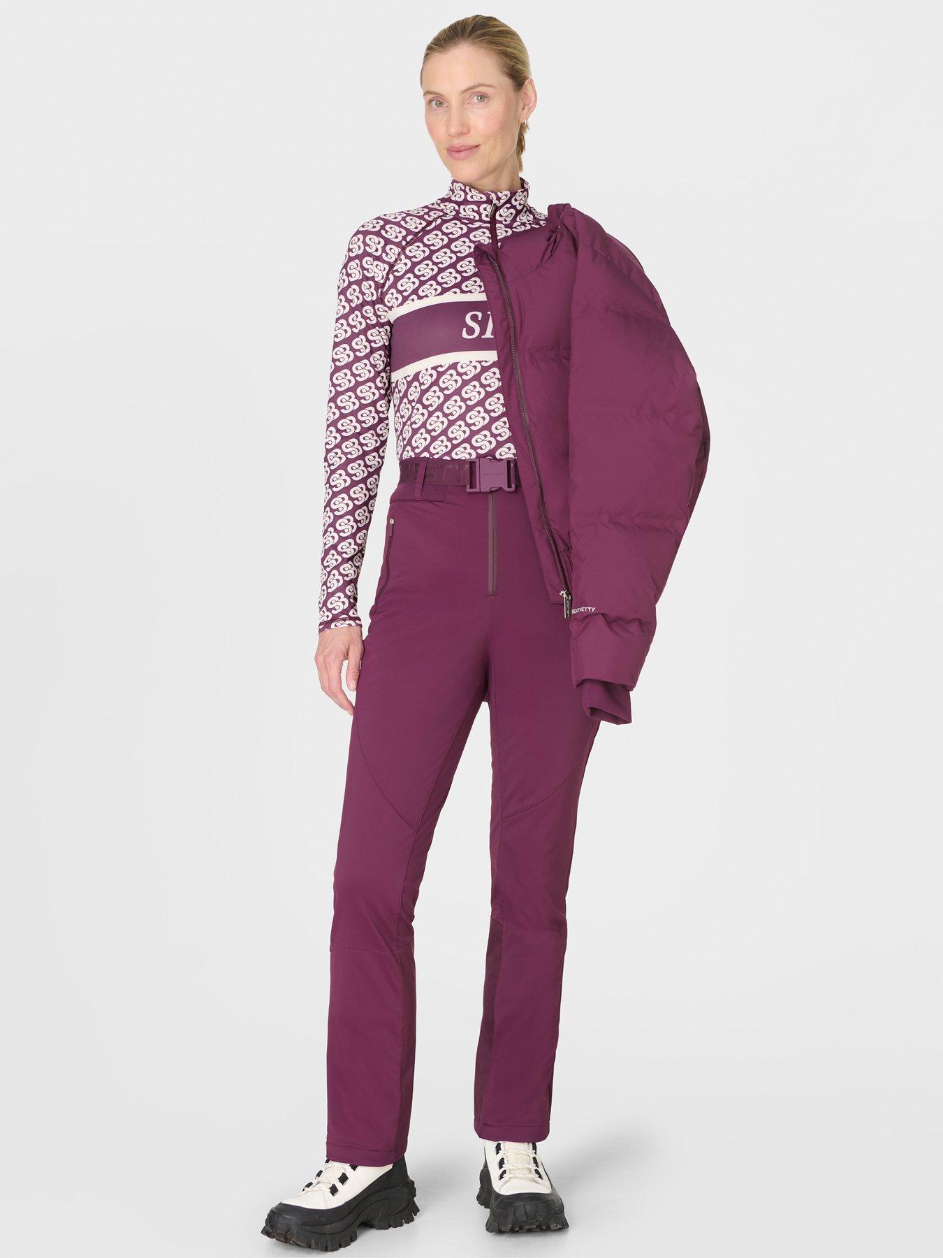 Image 3 of 5 of Sweaty Betty Power High Waist Sculpting Salopettes - Purple