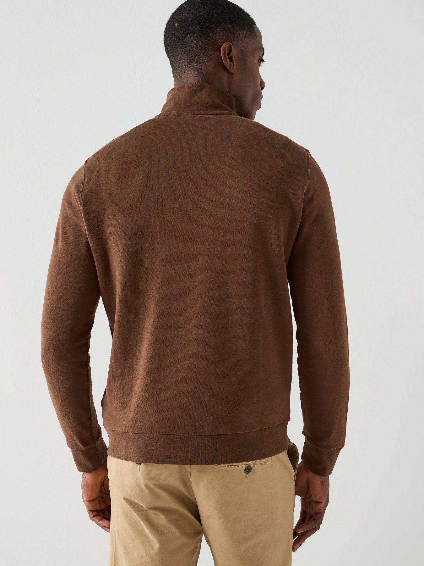 lyle-scott-loopback-quarter-zip-sweat-top-brownstillFront