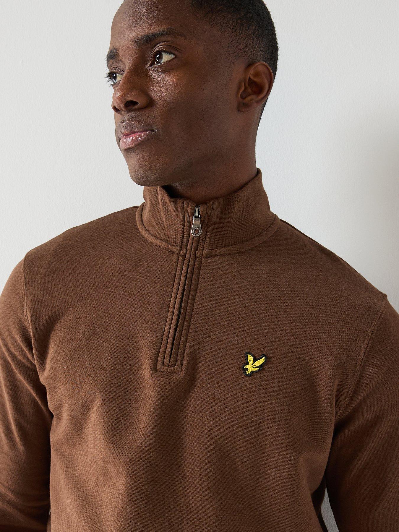 lyle-scott-loopback-quarter-zip-sweat-top-brownoutfit