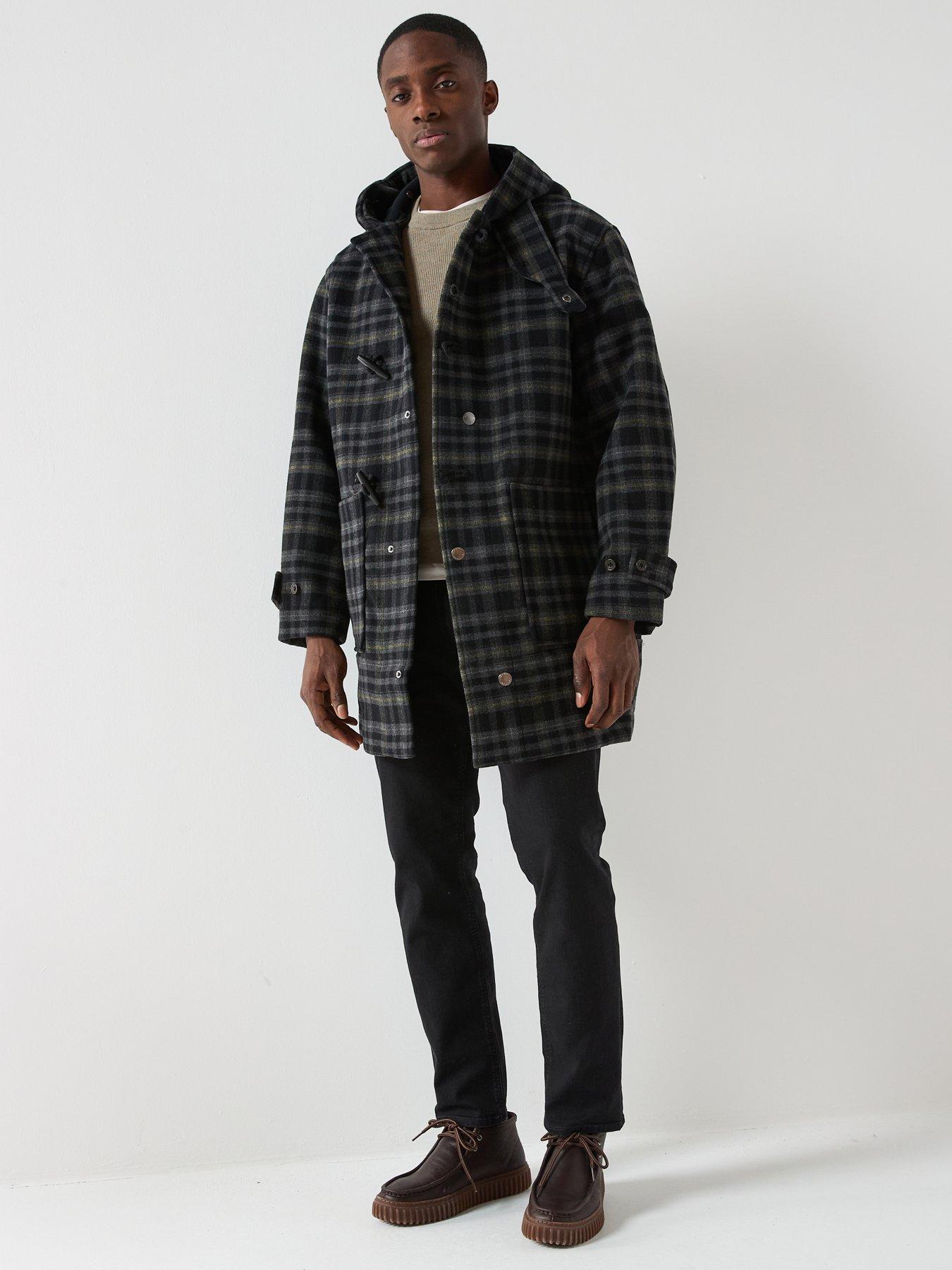 Lyle & Scott Modular Tartan Duffle Coat - Black