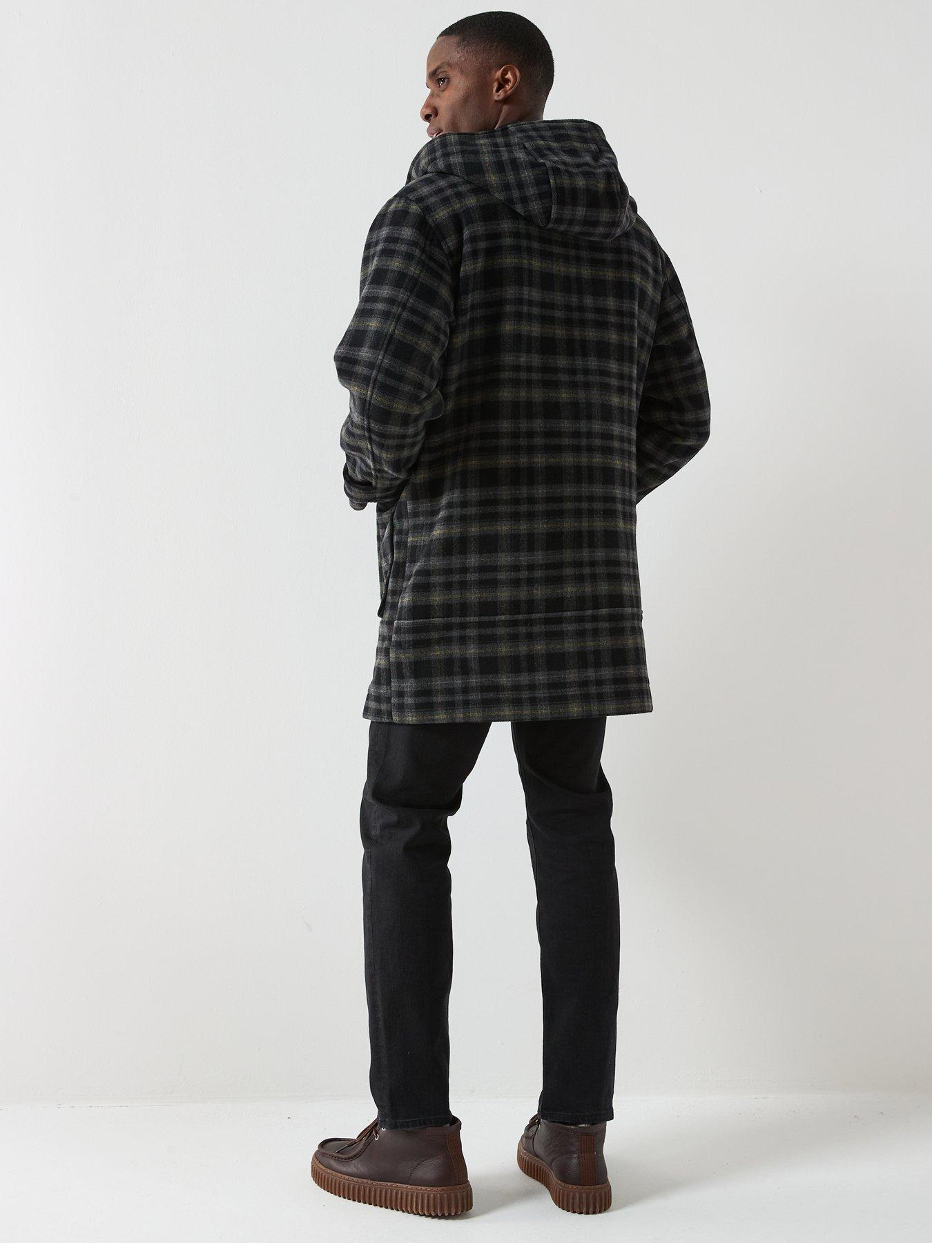 lyle-scott-modular-tartan-duffle-coat-blackstillFront