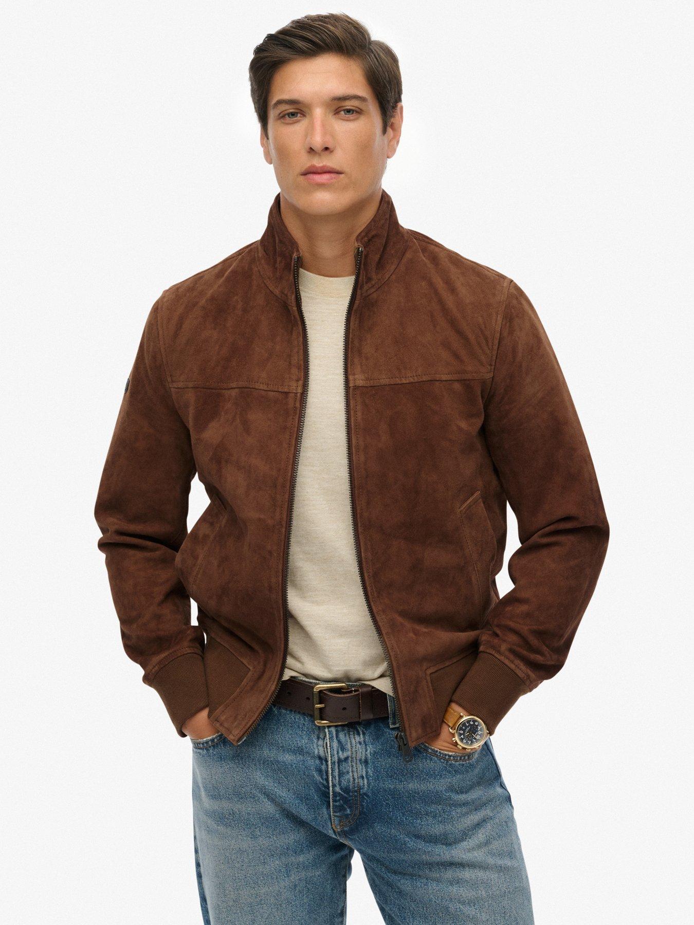 Image 1 of 7 of Superdry Modern Suede Sports Jacket - Brown