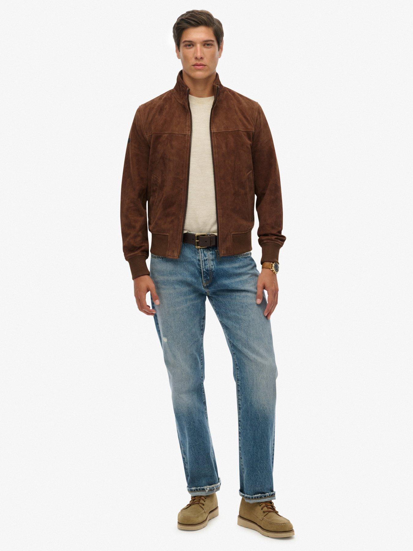 Image 3 of 7 of Superdry Modern Suede Sports Jacket - Brown