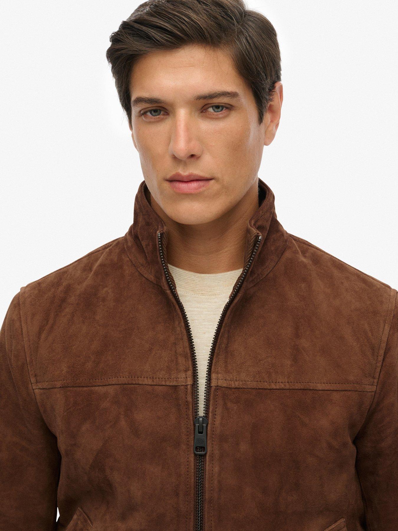 Image 4 of 7 of Superdry Modern Suede Sports Jacket - Brown