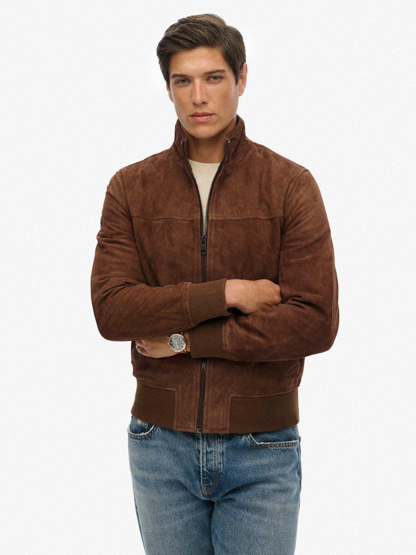 Image 5 of 7 of Superdry Modern Suede Sports Jacket - Brown