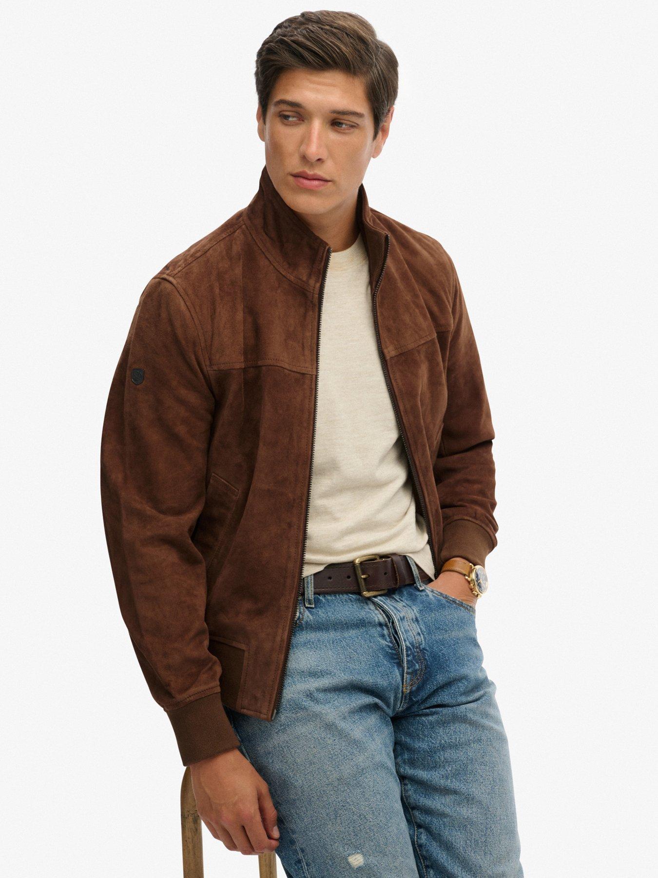 Image 6 of 7 of Superdry Modern Suede Sports Jacket - Brown