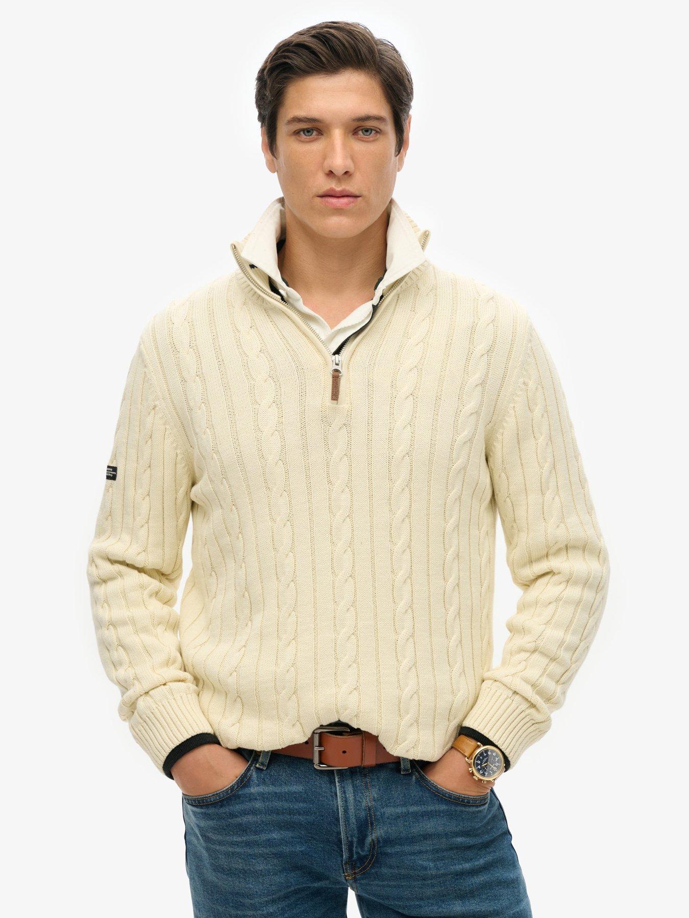 Superdry Preppy Cotton Cable Half Zip Knitted Jumper