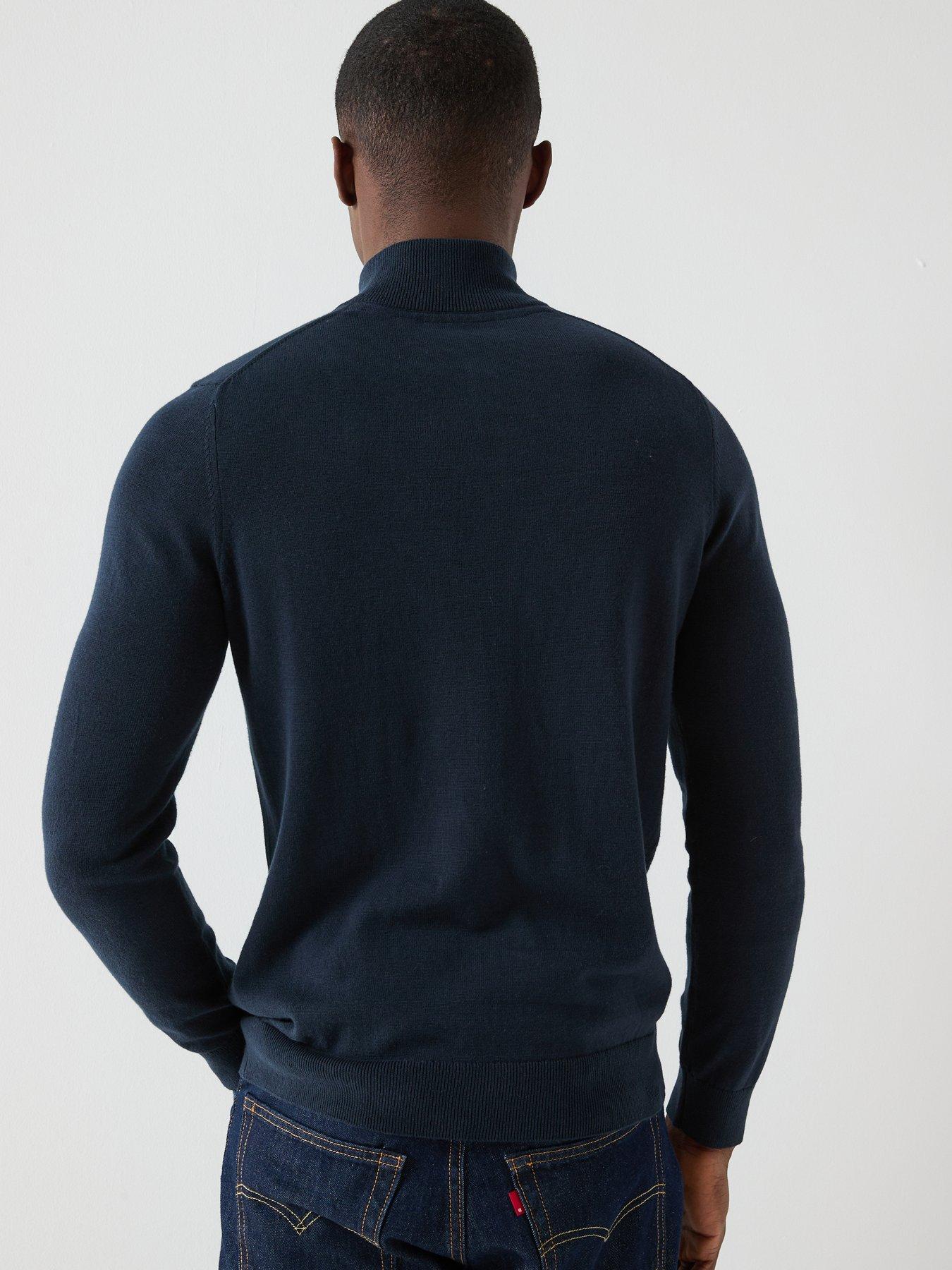 lyle-scott-cotton-quarter-zip-jumper-bluestillFront