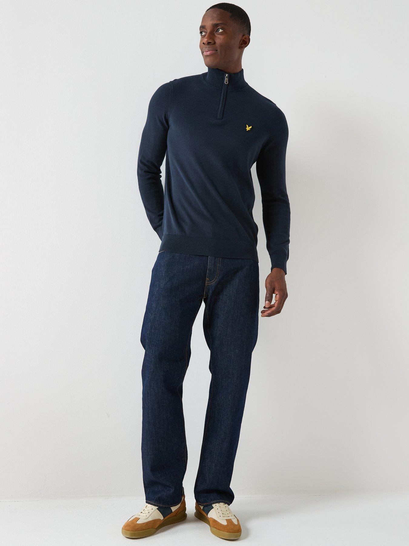 lyle-scott-cotton-quarter-zip-jumper-blueback