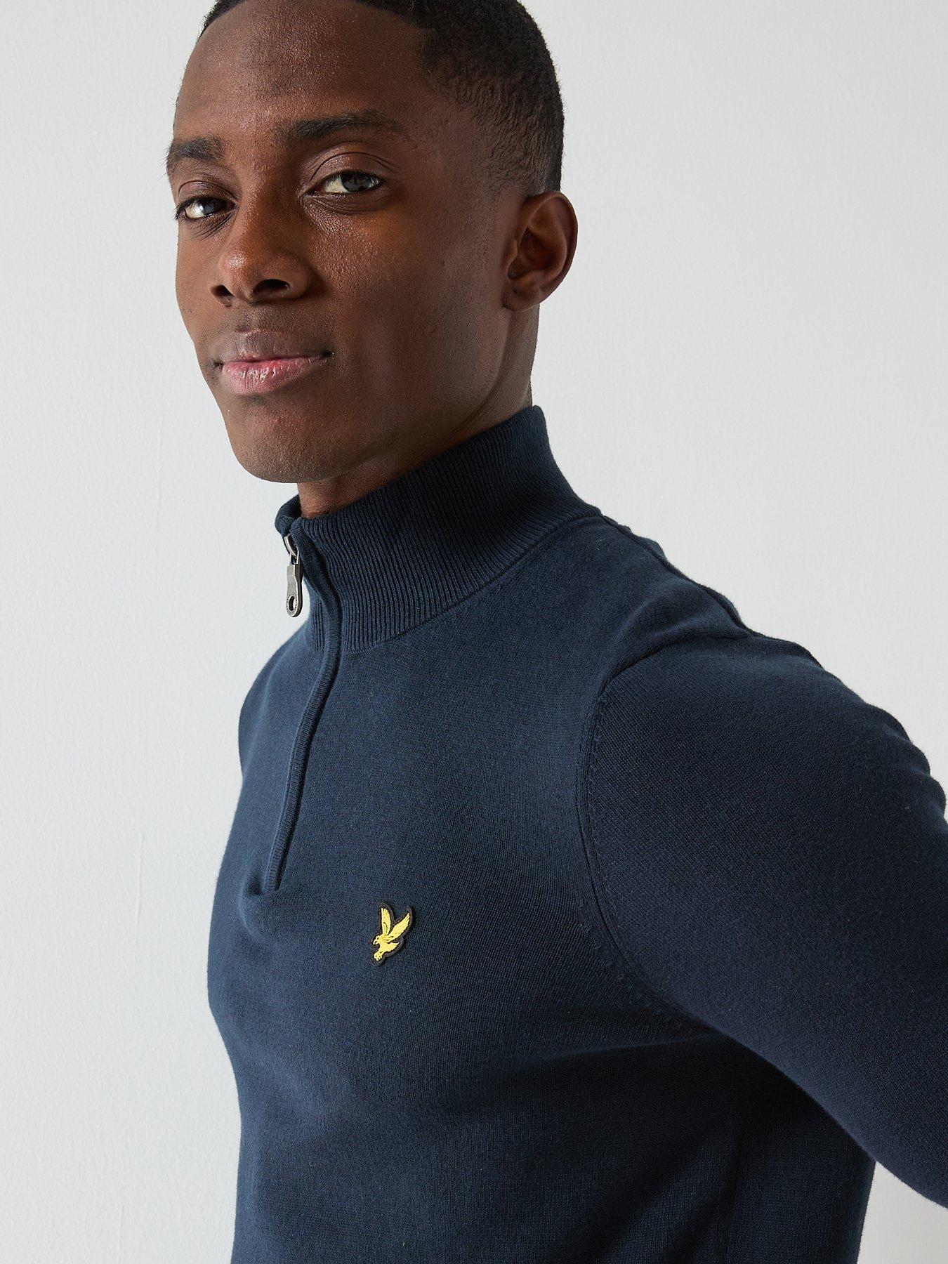 lyle-scott-cotton-quarter-zip-jumper-bluedetail