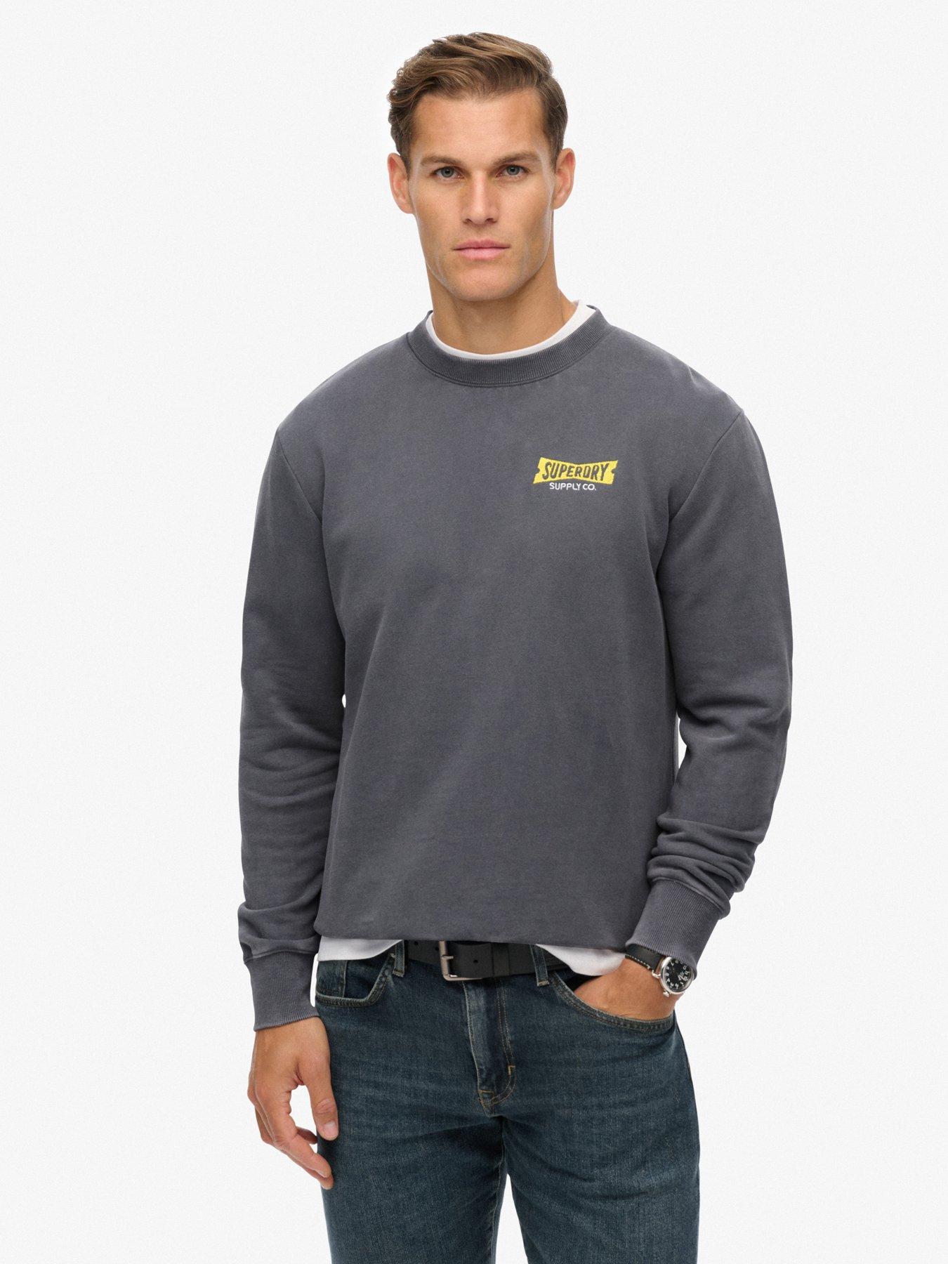 Superdry Heritage Tab Loose Crew Sweat - Blue