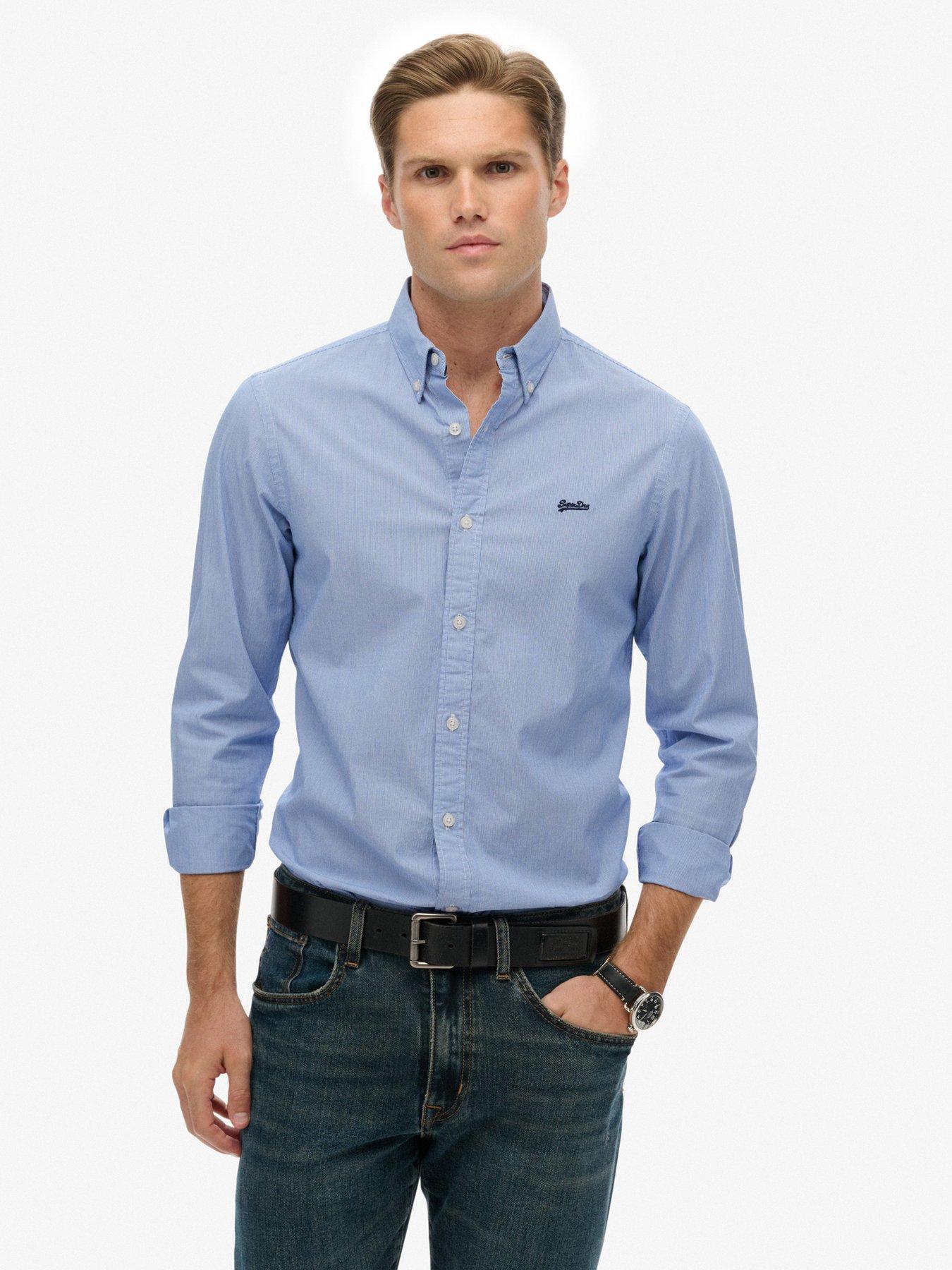 Superdry Essentials Tailored Long Sleeve Shirt - Blue