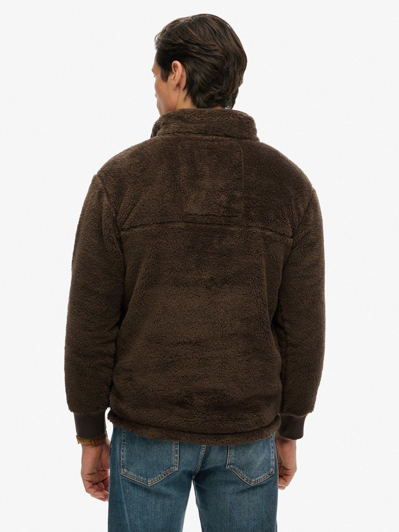 Image 2 of 6 of Superdry High Pile Fleece Henley - Brown