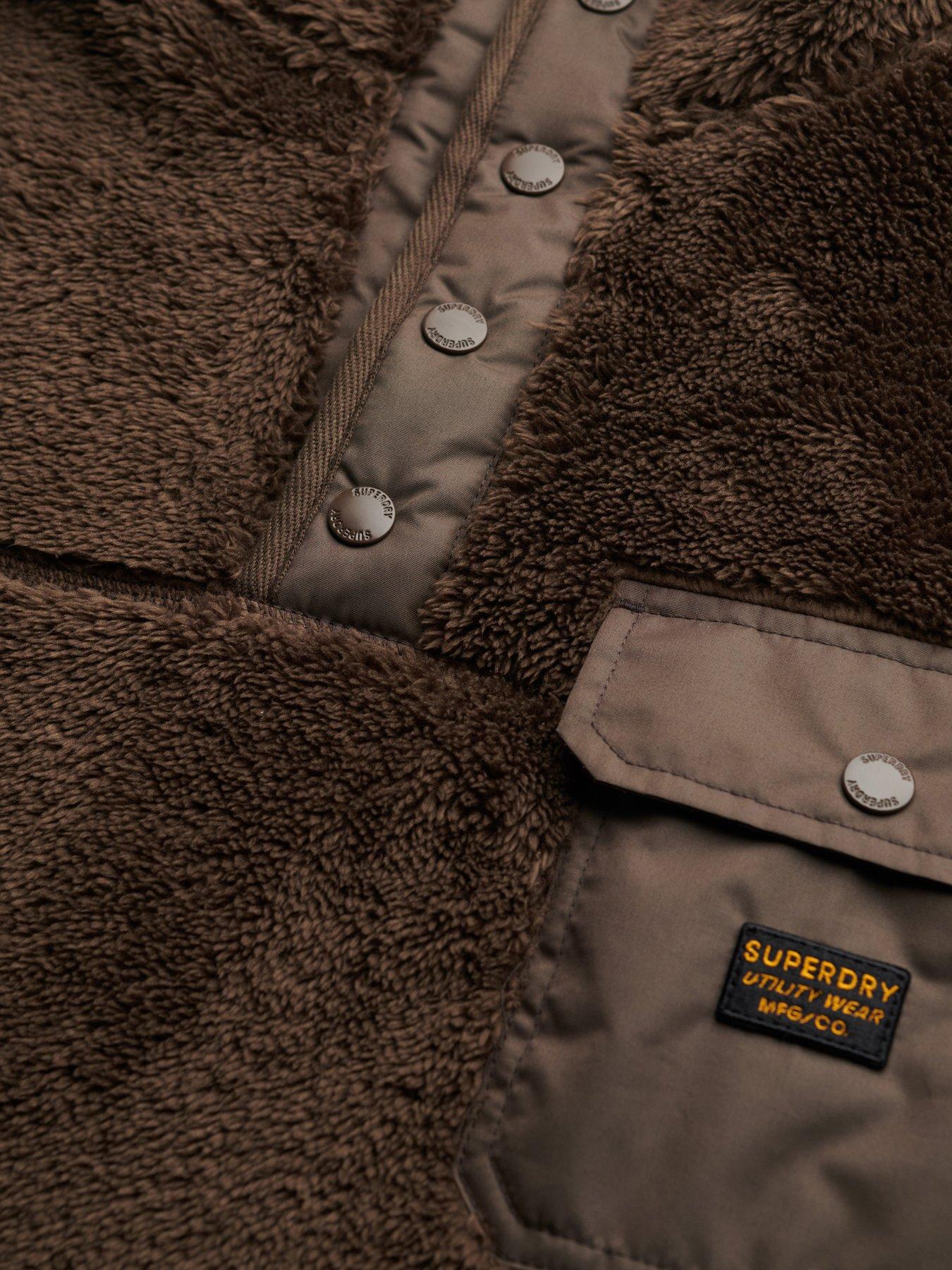 Image 6 of 6 of Superdry High Pile Fleece Henley - Brown