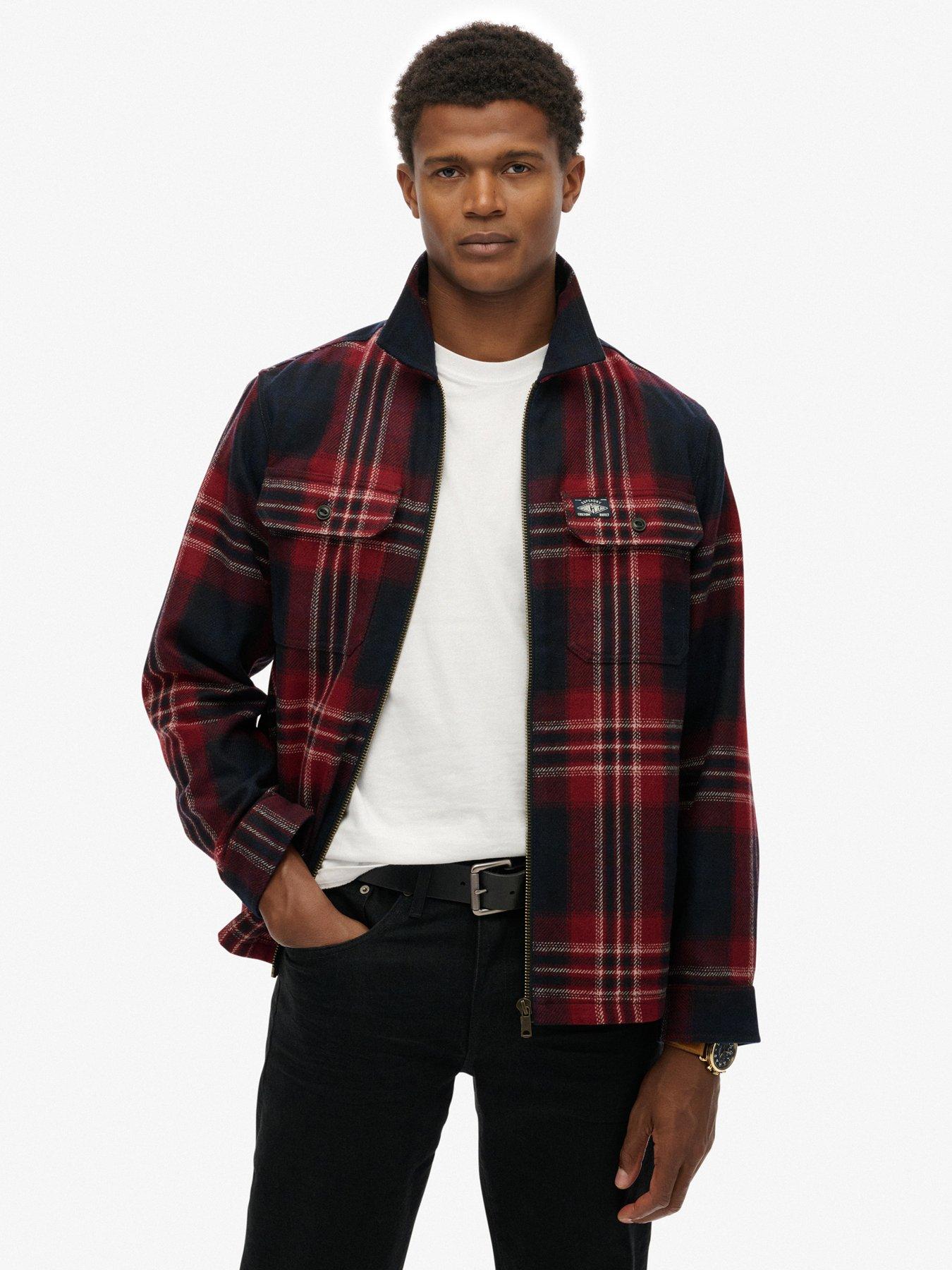 superdry-wool-miller-zip-check-overshirt-red