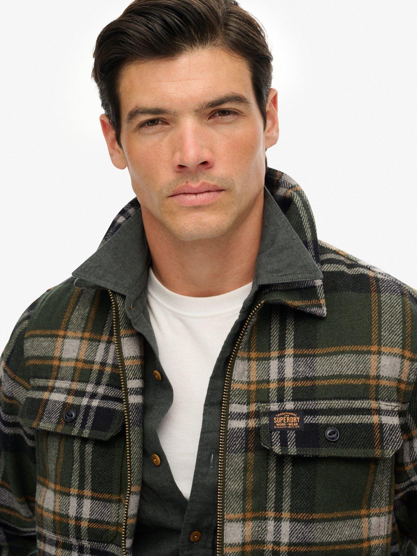 superdry-wool-miller-zip-check-overshirt-greenoutfit