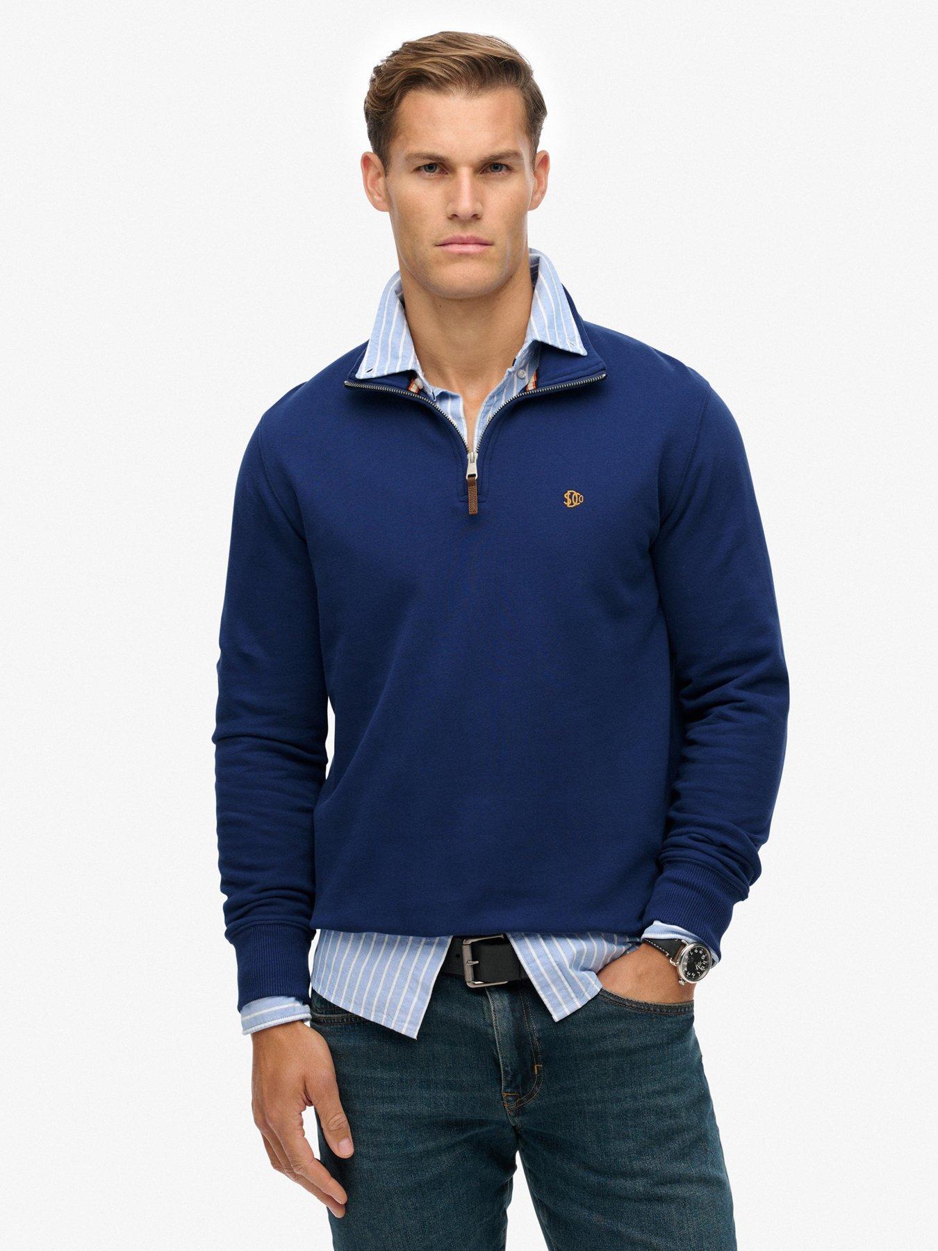 Image 1 of 5 of Superdry Preppy Half Zip Henley - Blue