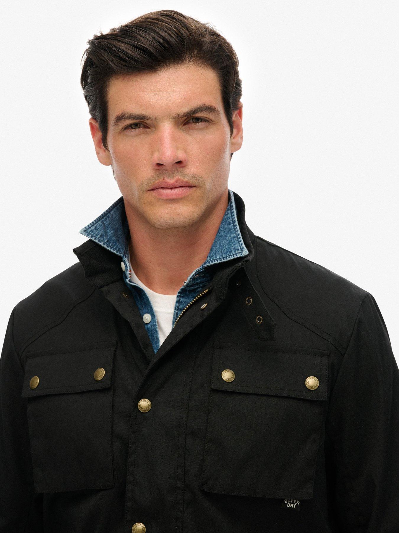 Image 4 of 7 of Superdry Merchant Wax Racer Jacket - Black